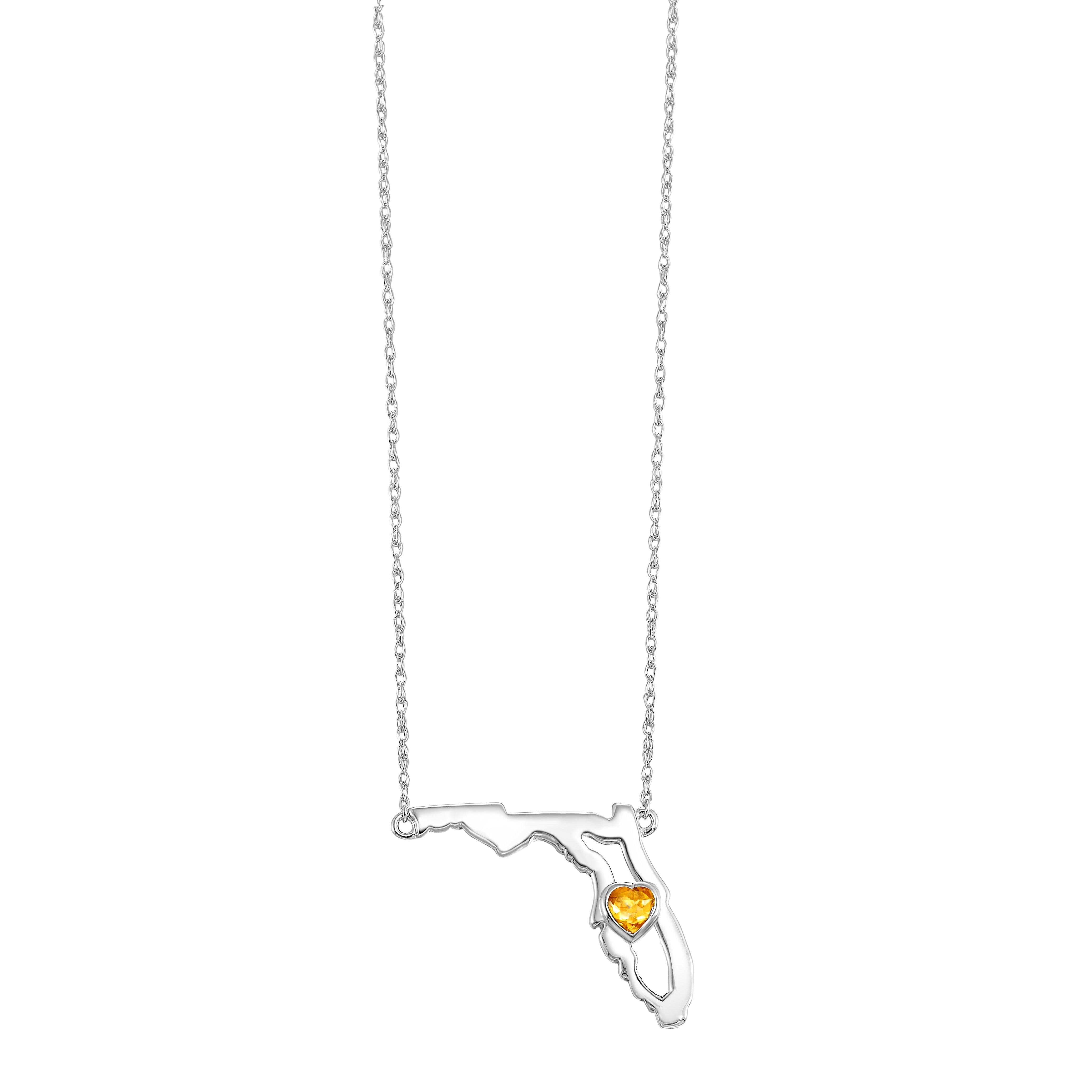 14Kt White Gold Orange Sapphire 1/7 Ctw Pendant