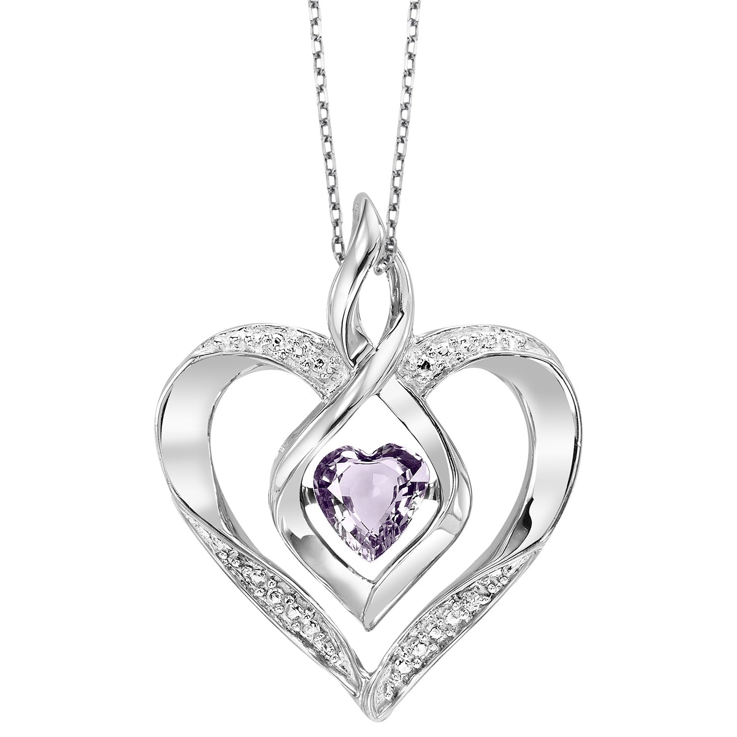 Silver Diamond 1/50Ctw & Syn Alexandrite 1/4Ctw Pendant