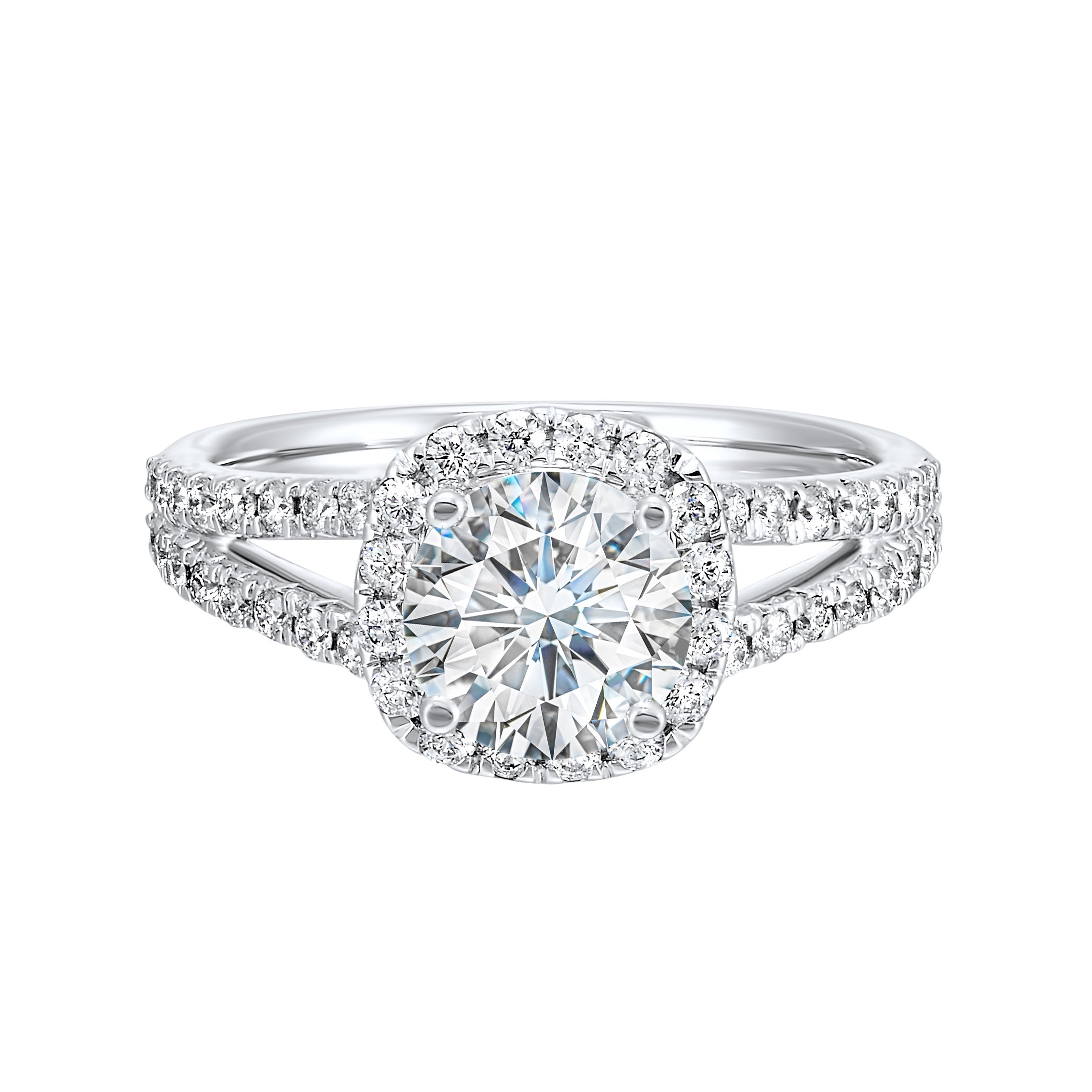 Romantic 14kt Gold White Gold Round Engagement Rings