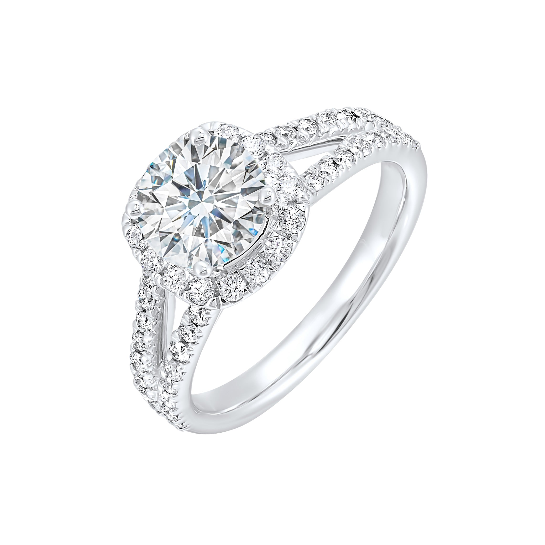 Romantic 14kt Gold White Gold Round Engagement Rings
