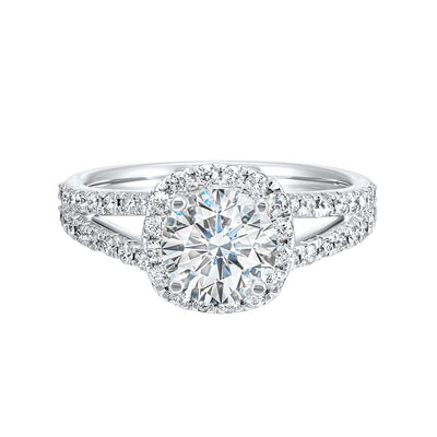 14Kt White Semi Mount 1/2Ctw For 1Ctw Round Center