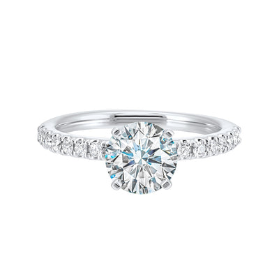 14Kt White Semi Mount 1/4Ctw For 1Ctw Round Center