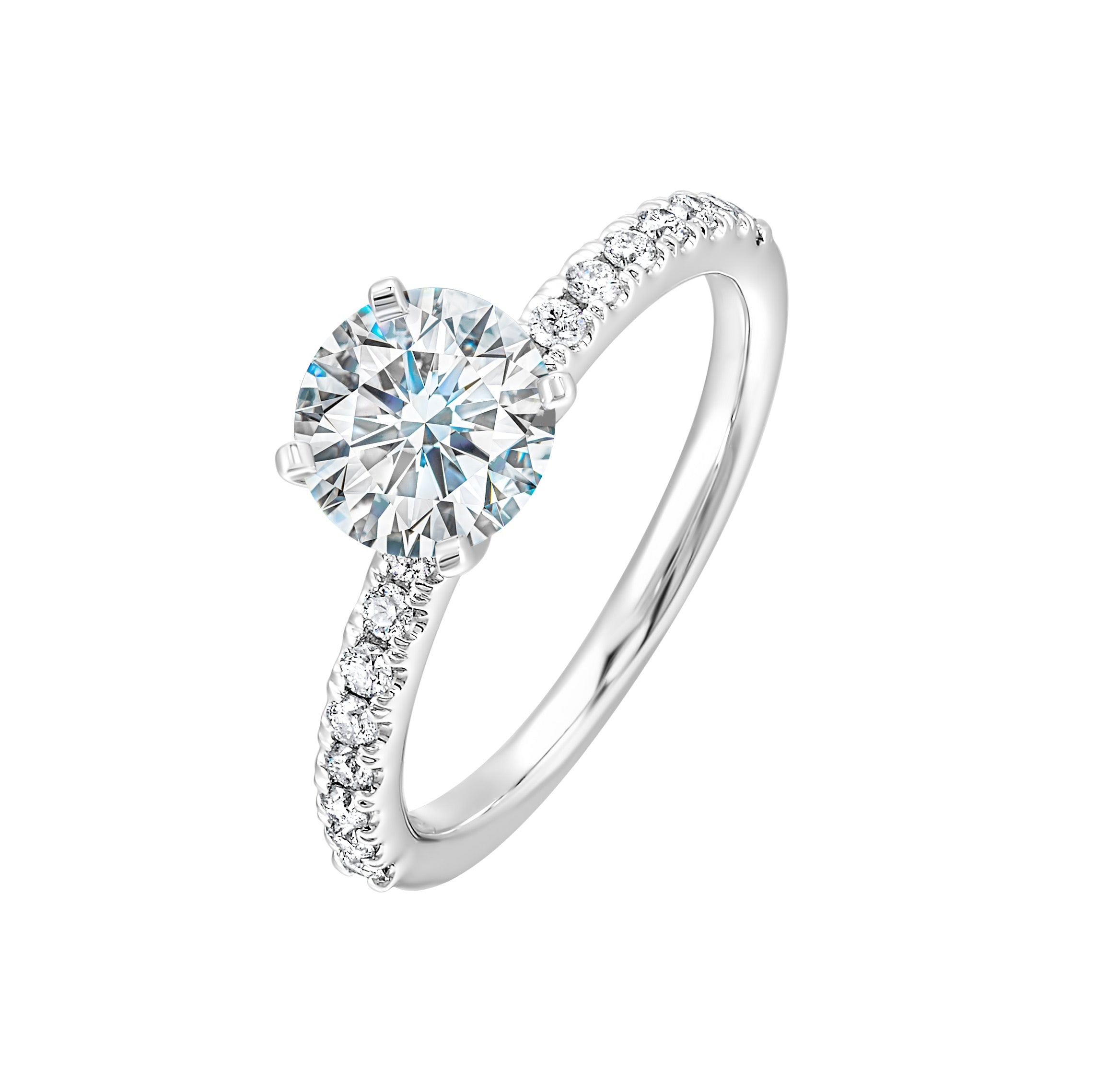 Elegant 14kt Gold White Gold Round Engagement Rings