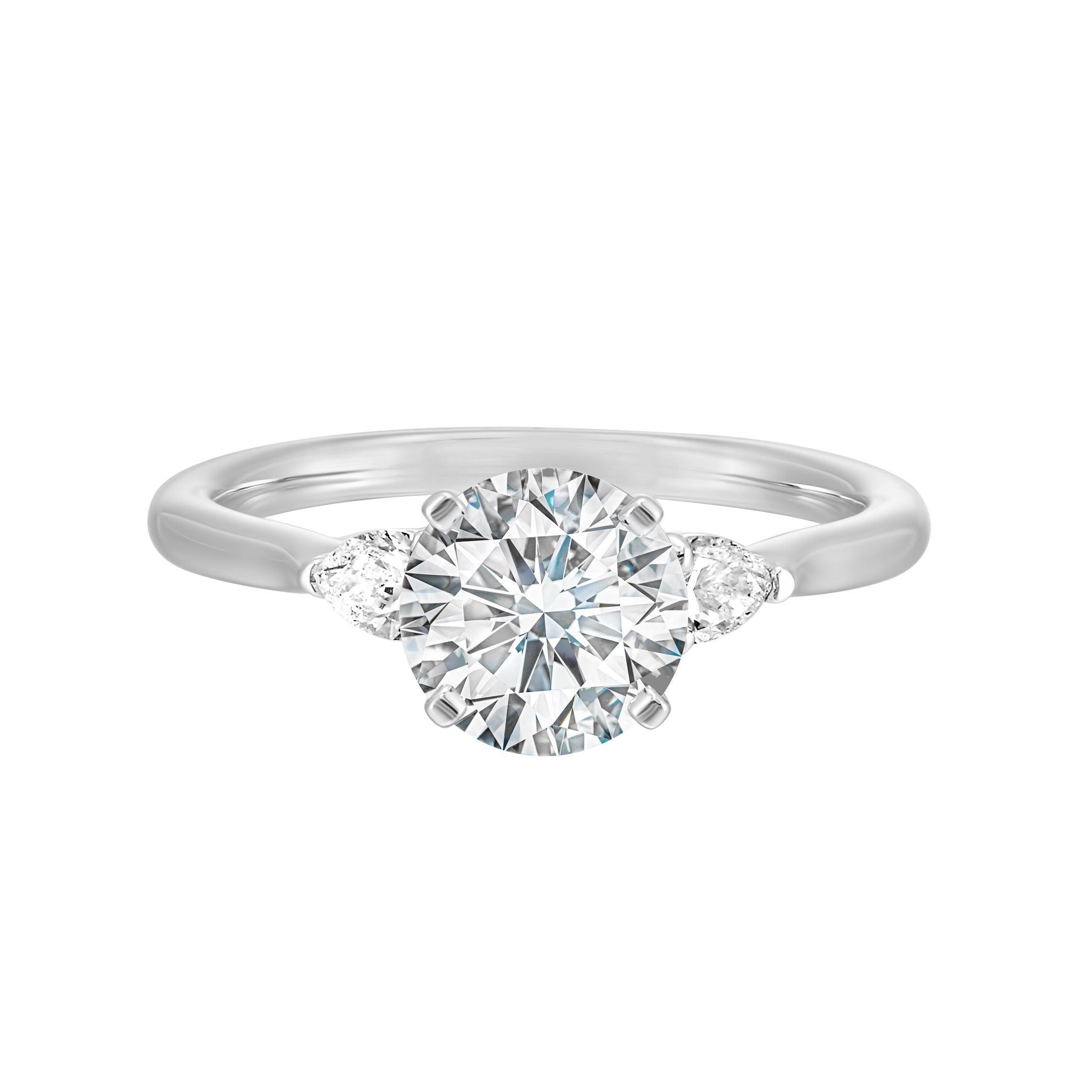 14Kt White Semi Mount 1/3Ctw For 1Ctw Round Center