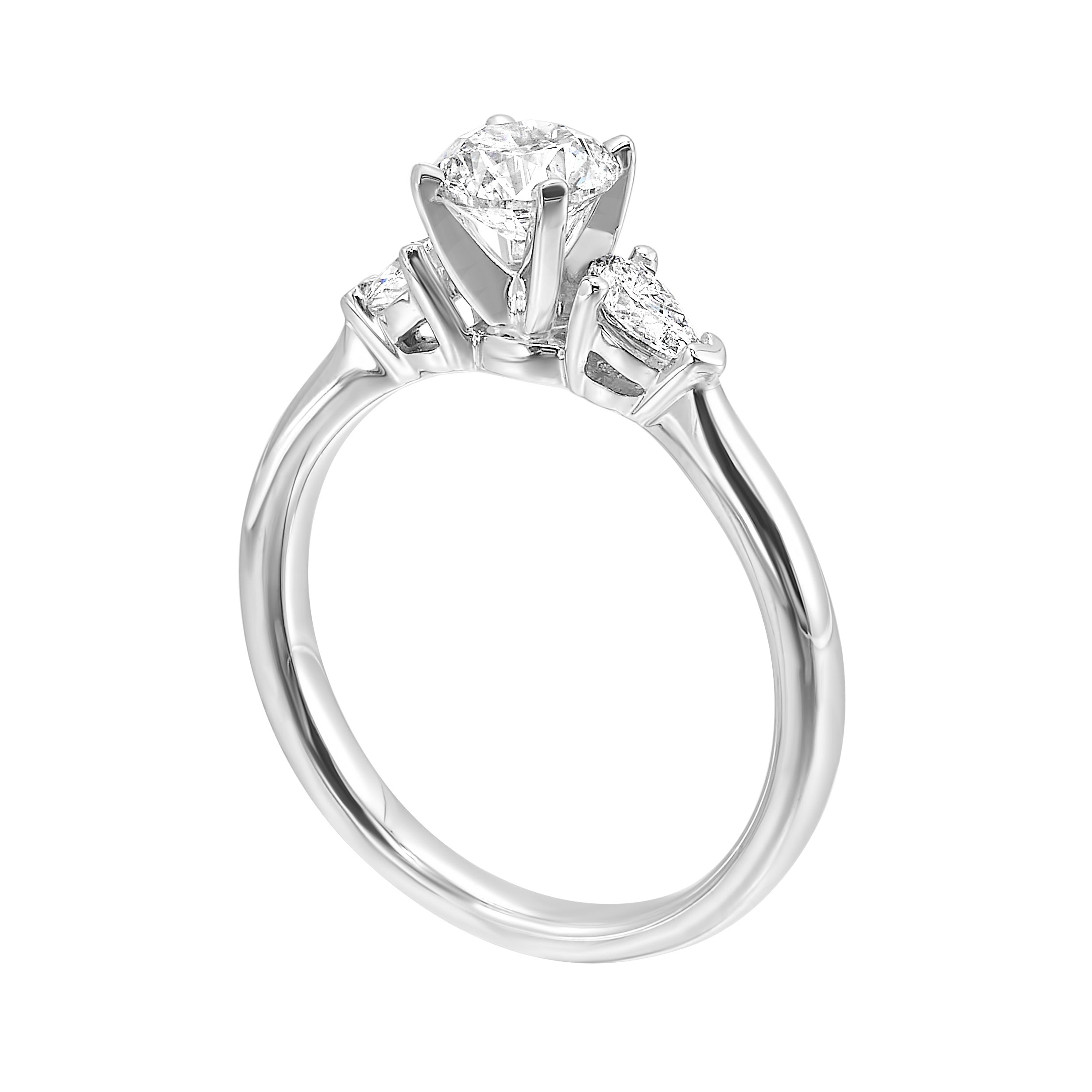 14Kt White Semi Mount 1/3Ctw For 1Ctw Round Center