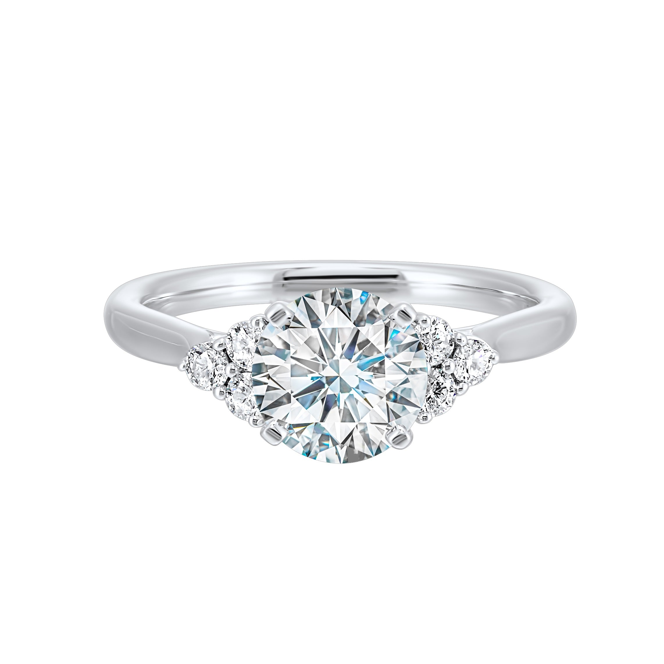 14Kt White Semi Mount 1/5Ctw For 1Ctw Round Center