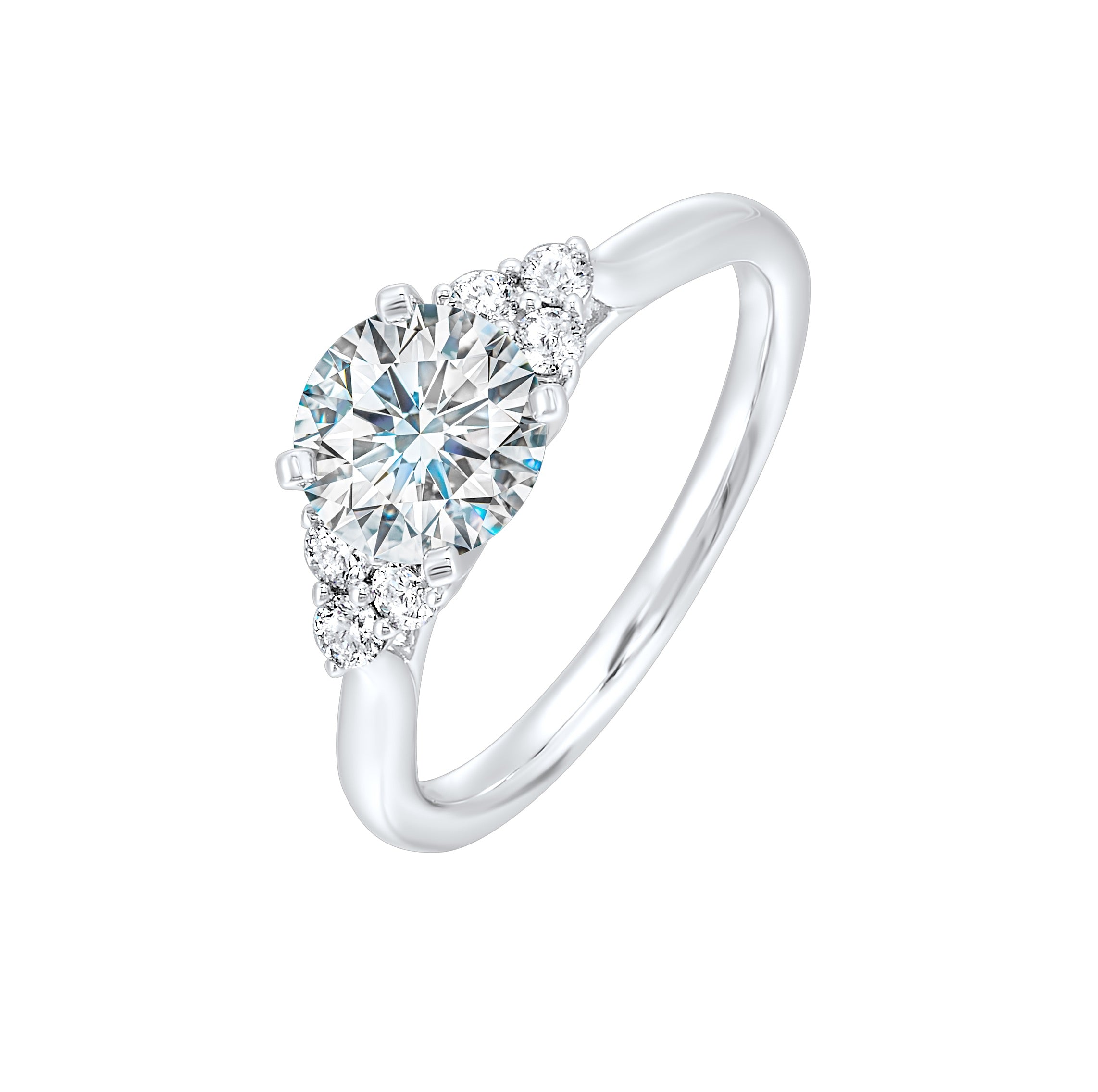14Kt White Semi Mount 1/5Ctw For 1Ctw Round Center