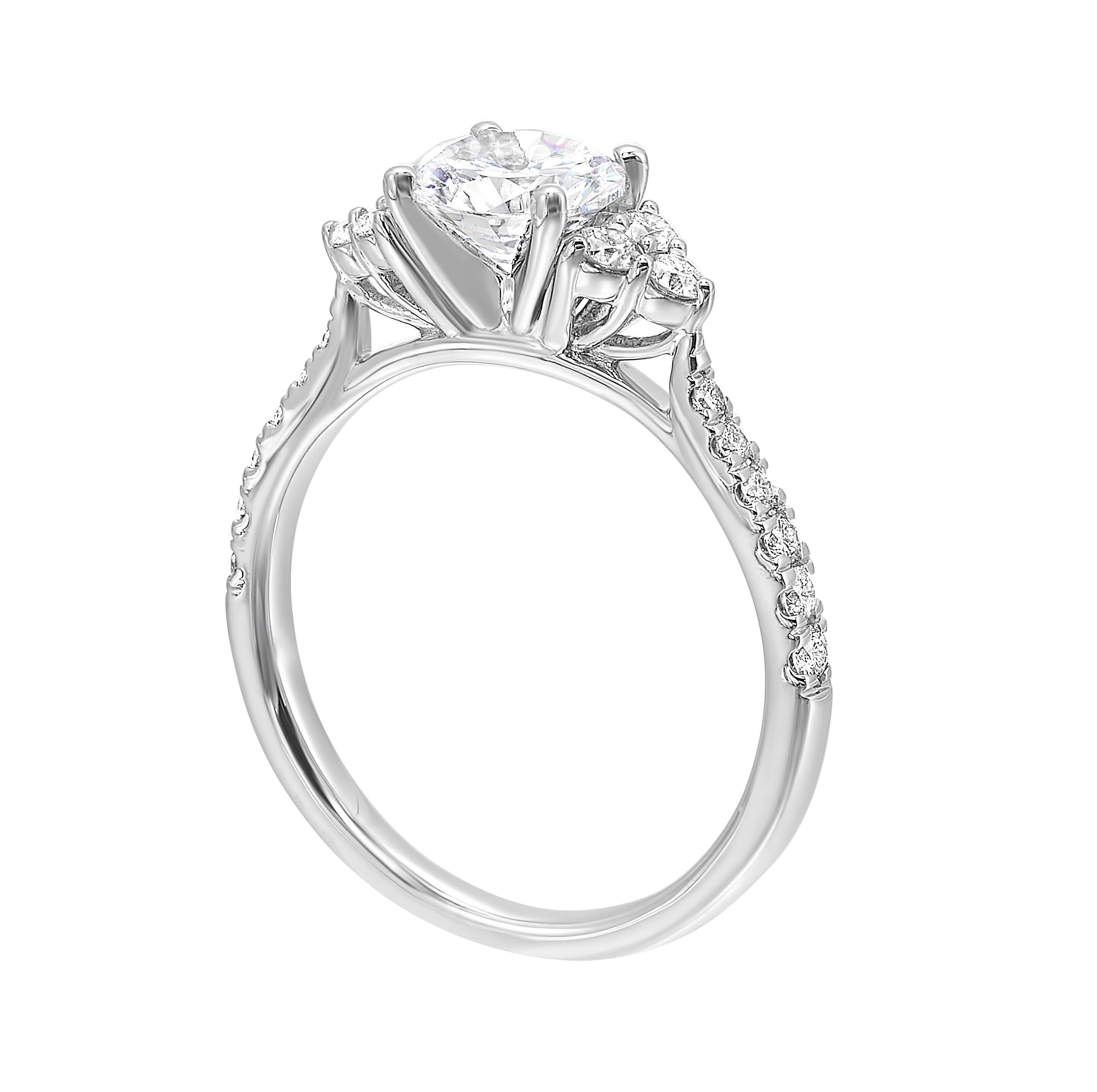 14Kt White Semi Mount 1/3Ctw For 1Ctw Round Center