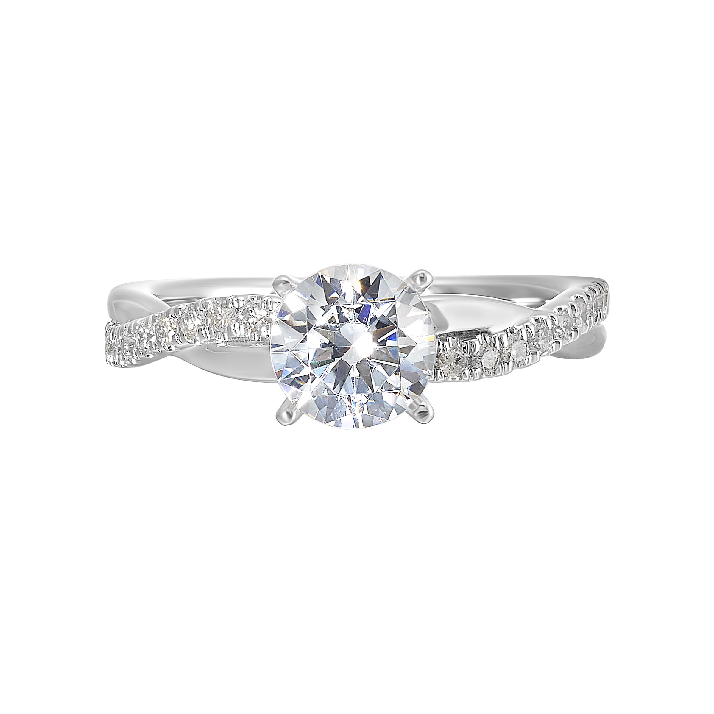 14Kt White Semi Mount 1/5Ctw For 1Ctw Round Center
