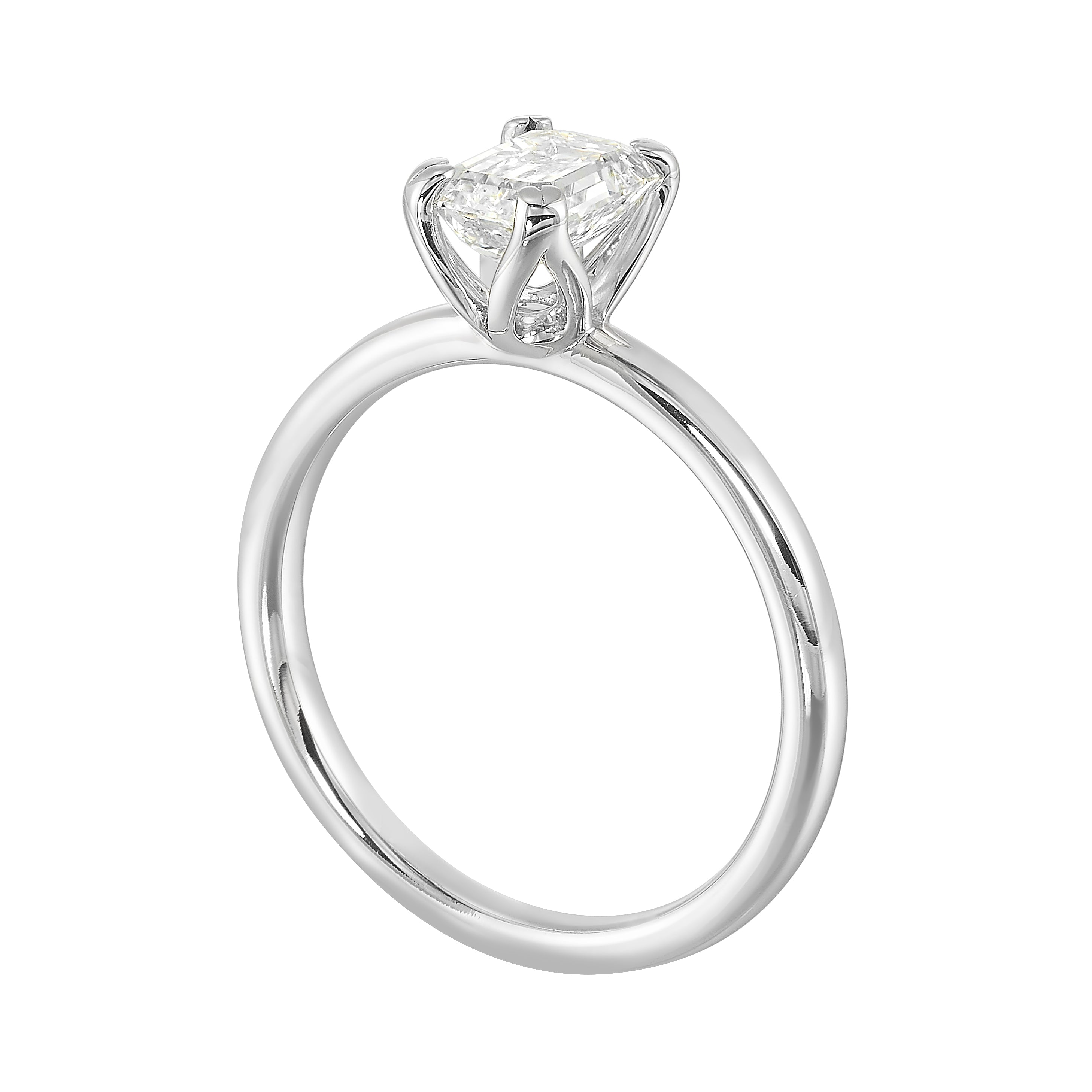 14Kt White Semi Mount For 1Ctw Emerald Cut Center