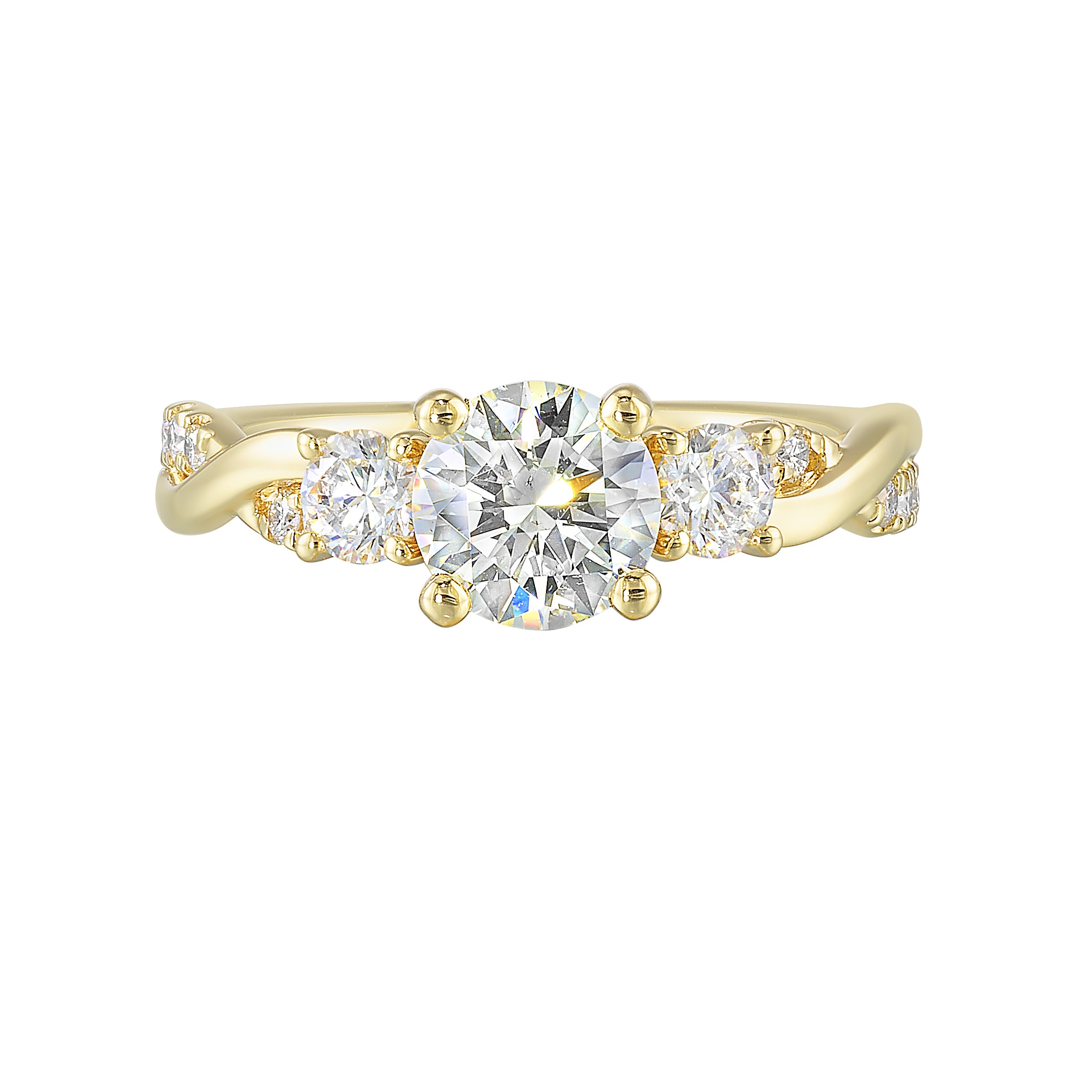14Kt Yellow Semi Mount 1/2Ctw For 1Ctw Round Center