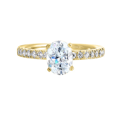 14Kt Yellow Semi Mount 1/5Ctw For 1Ctw Oval Center