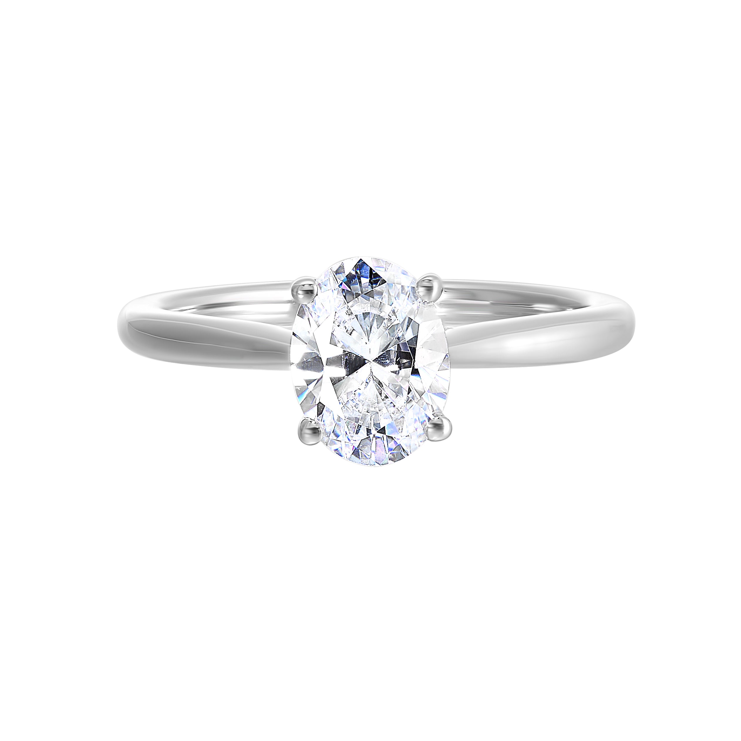 14Kt White Semi Mount 1/20Ctw For 1Ctw Oval Center