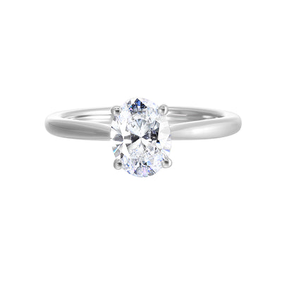 14Kt White Semi Mount 1/20Ctw For 1Ctw Oval Center