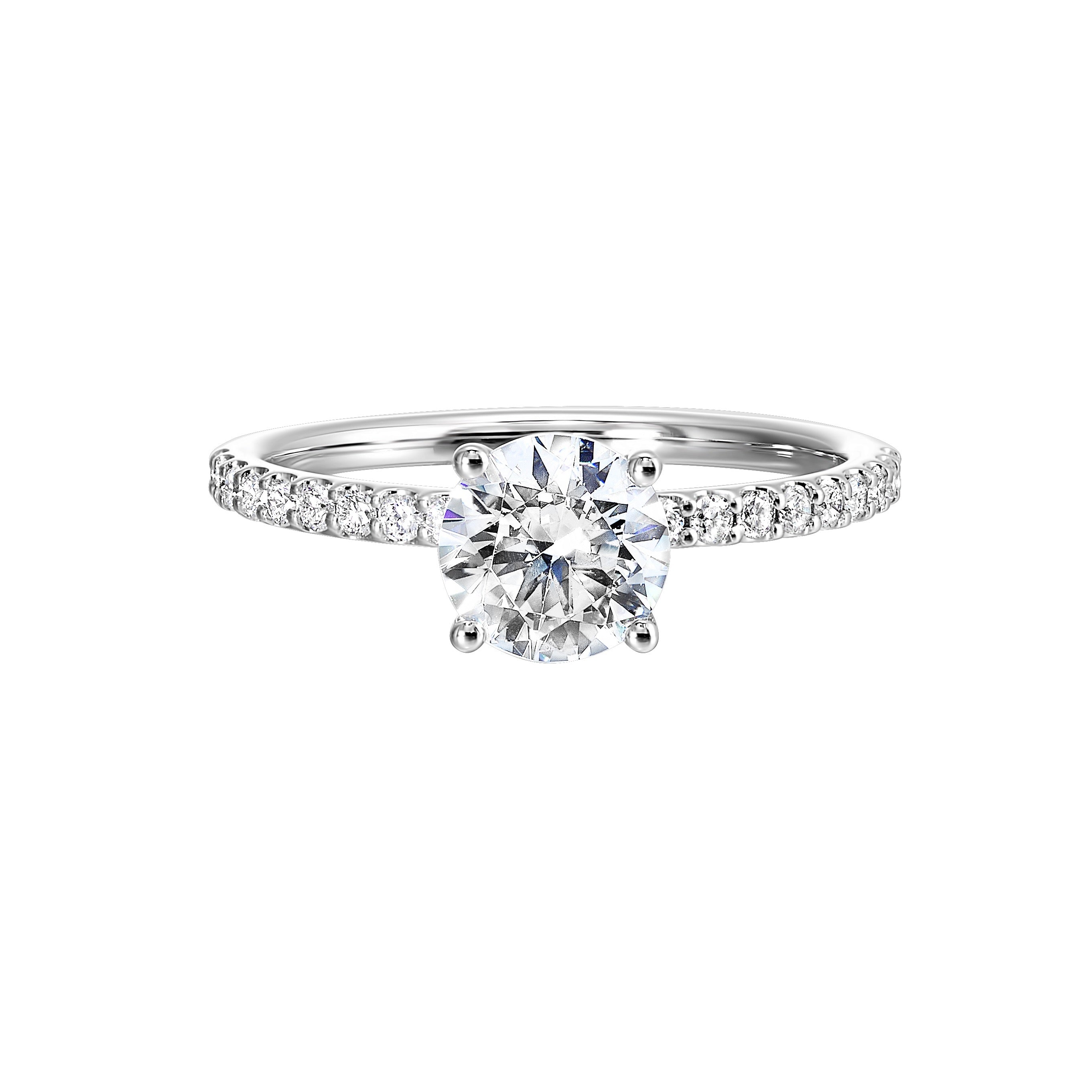 14Kt White Semi Mount 1/5Ctw For 1Ctw Round Center