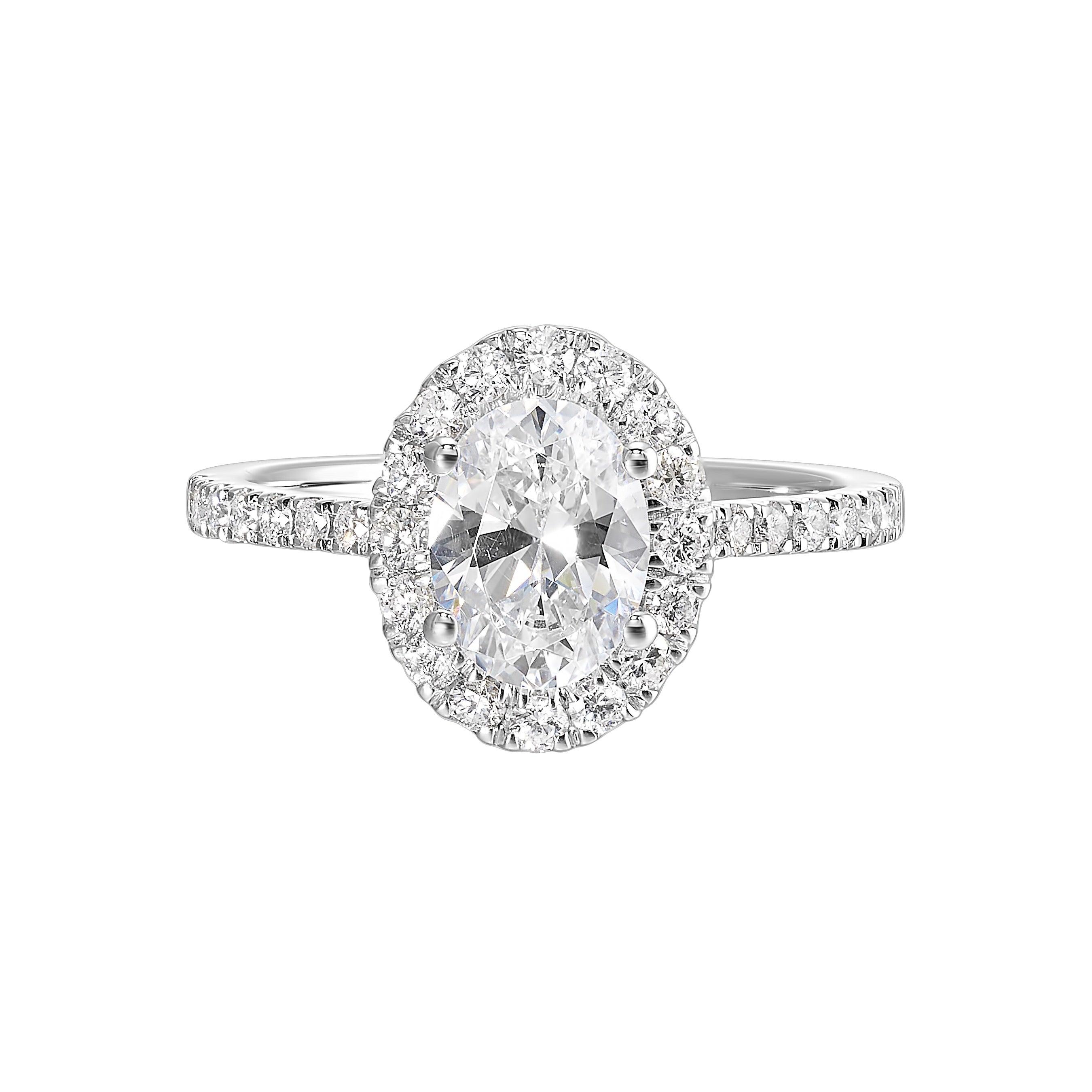 14Kt White Semi Mount 1/2Ctw For 1Ctw Oval Center