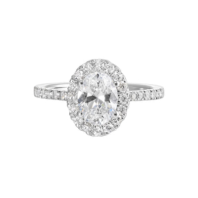 14Kt White Semi Mount 1/2Ctw For 1Ctw Oval Center