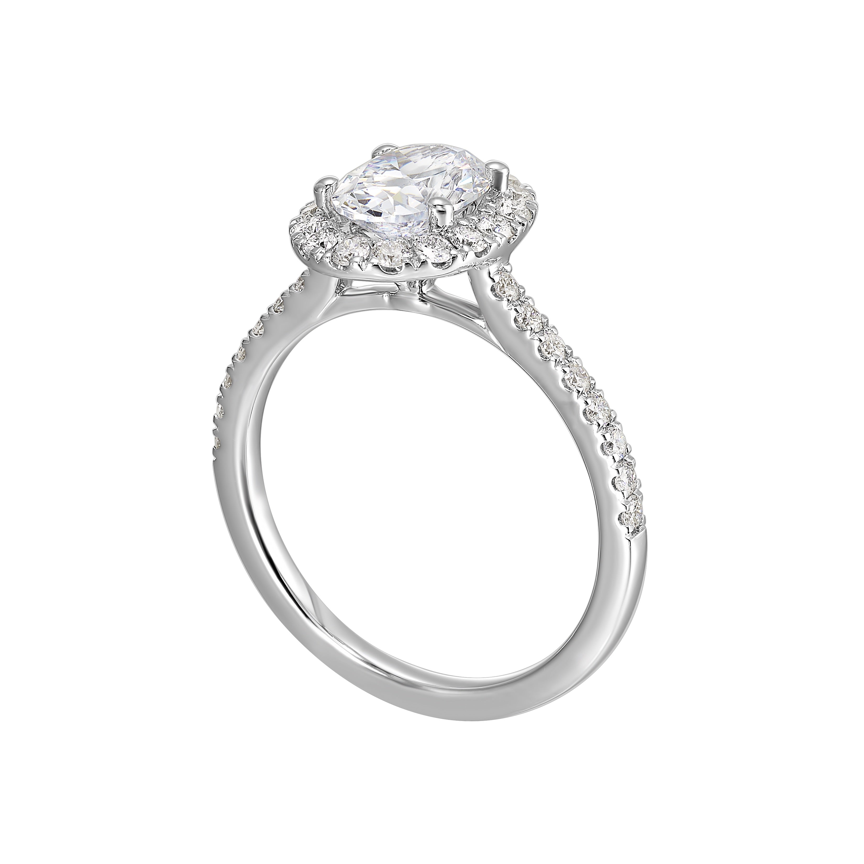 14Kt White Semi Mount 1/2Ctw For 1Ctw Oval Center