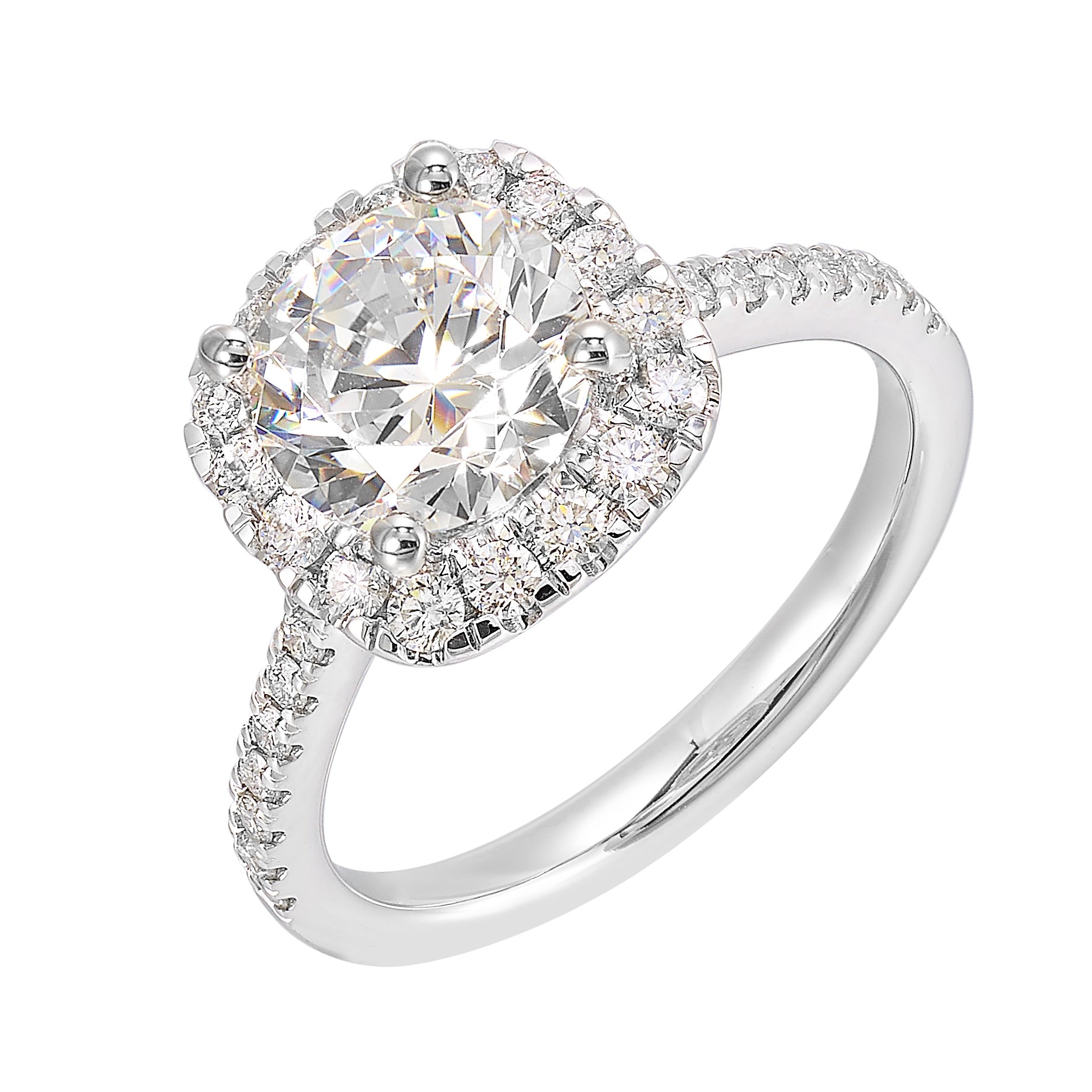14Kt White Semi Mount 1/2Ctw For 1 1/2Ctw Round Center