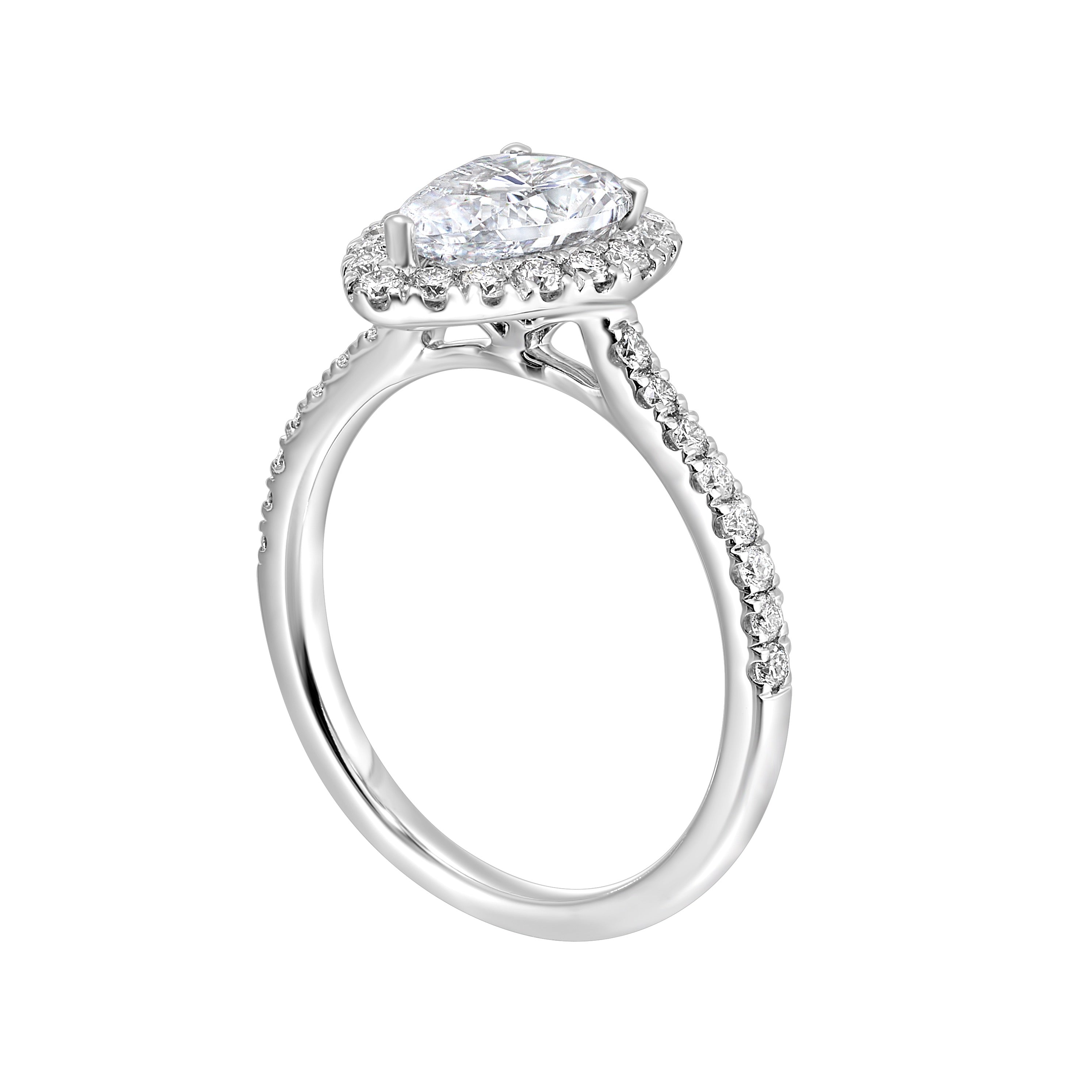 14Kt White Semi Mount 3/8Ctw For 1Ctw Pear Center