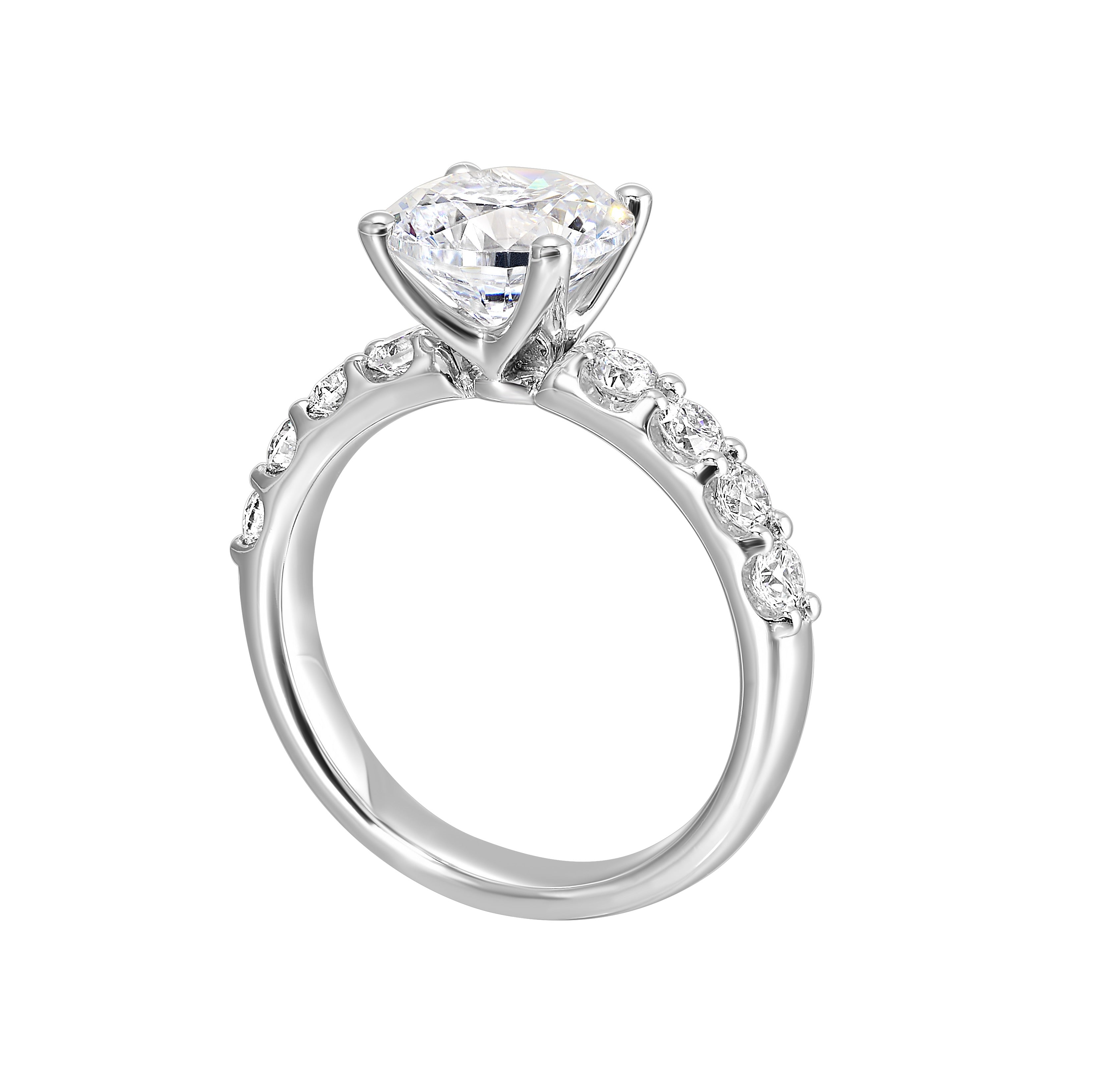 14Kt White Semi Mount 5/8Ctw For 2Ctw Round Center