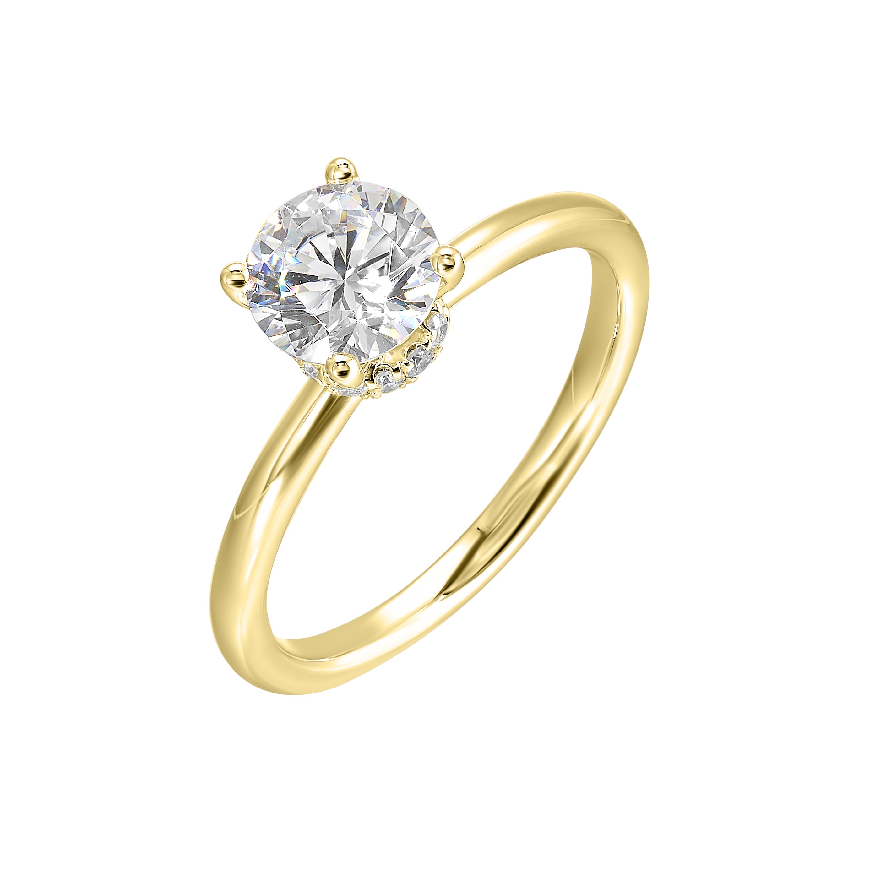14Kt Yellow Semi Mount 1/10Ctw For 1 1/2Ctw Round Center