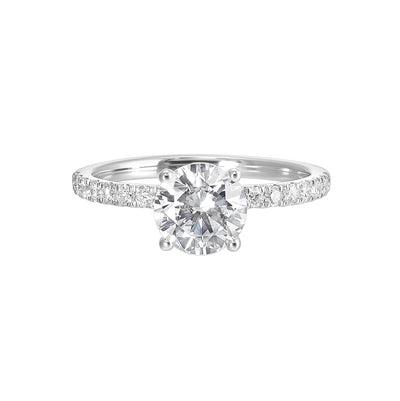 14Kt White Semi Mount 3/8Ctw For 1Ctw Round Center
