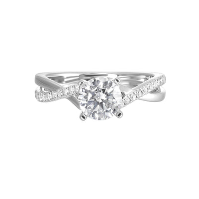 14Kt White Semi Mount 1/6Ctw For 1Ctw Round Center