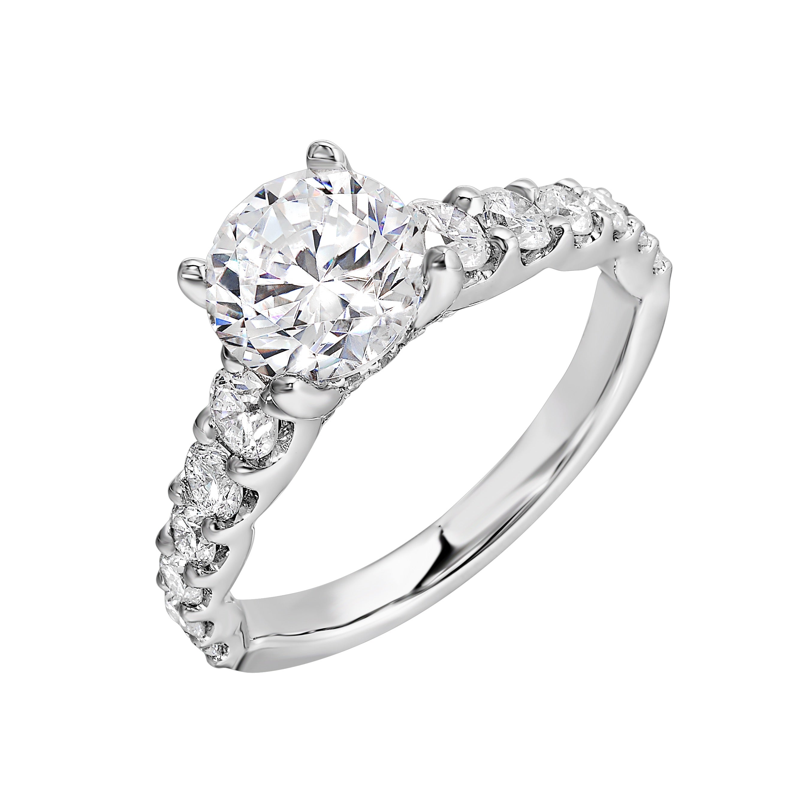 14Kt White Semi Mount 7/8Ctw For 1 1/2Ctw Round Center