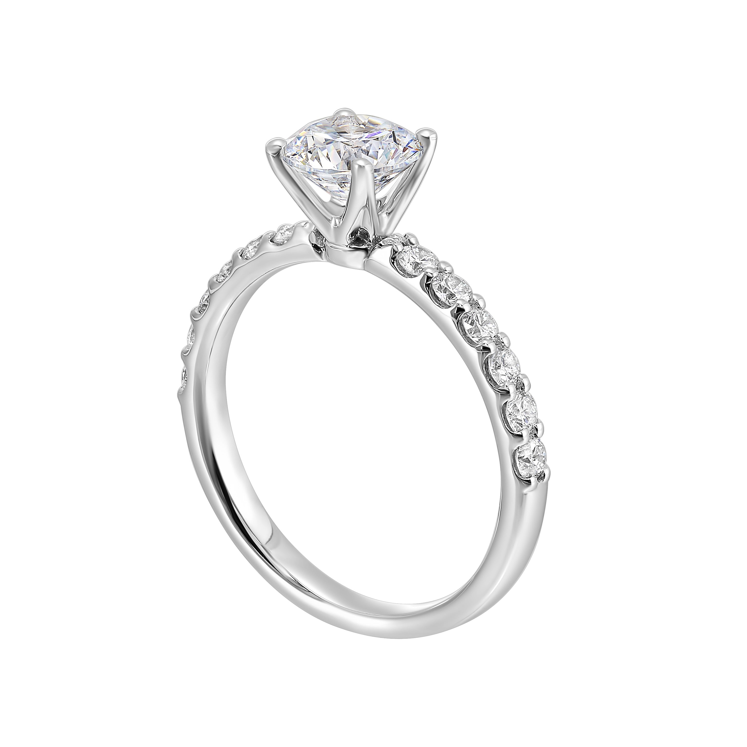 14Kt White Semi Mount 3/8Ctw For 1Ctw Round Center