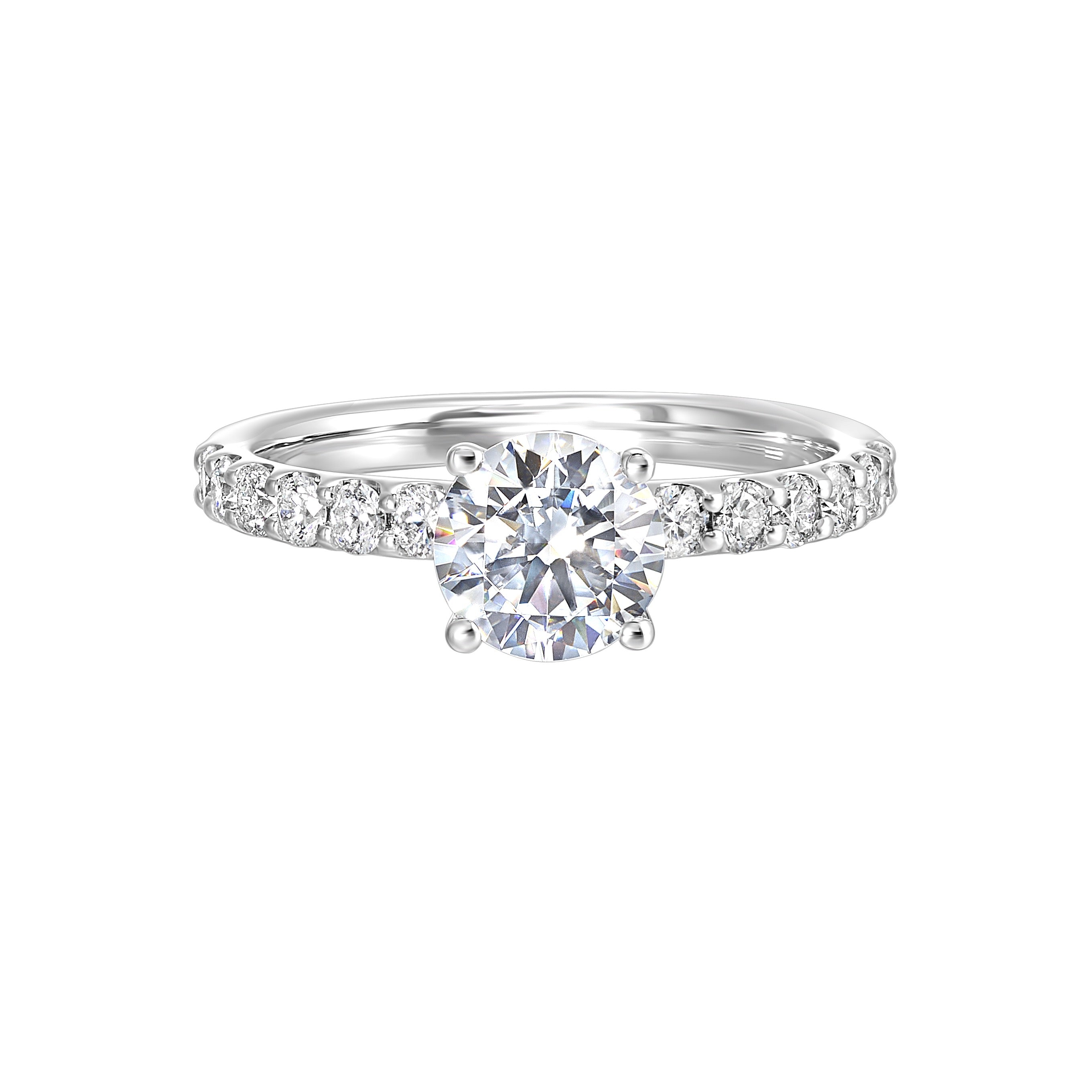 14Kt White Semi Mount 3/8Ctw For 1Ctw Round Center