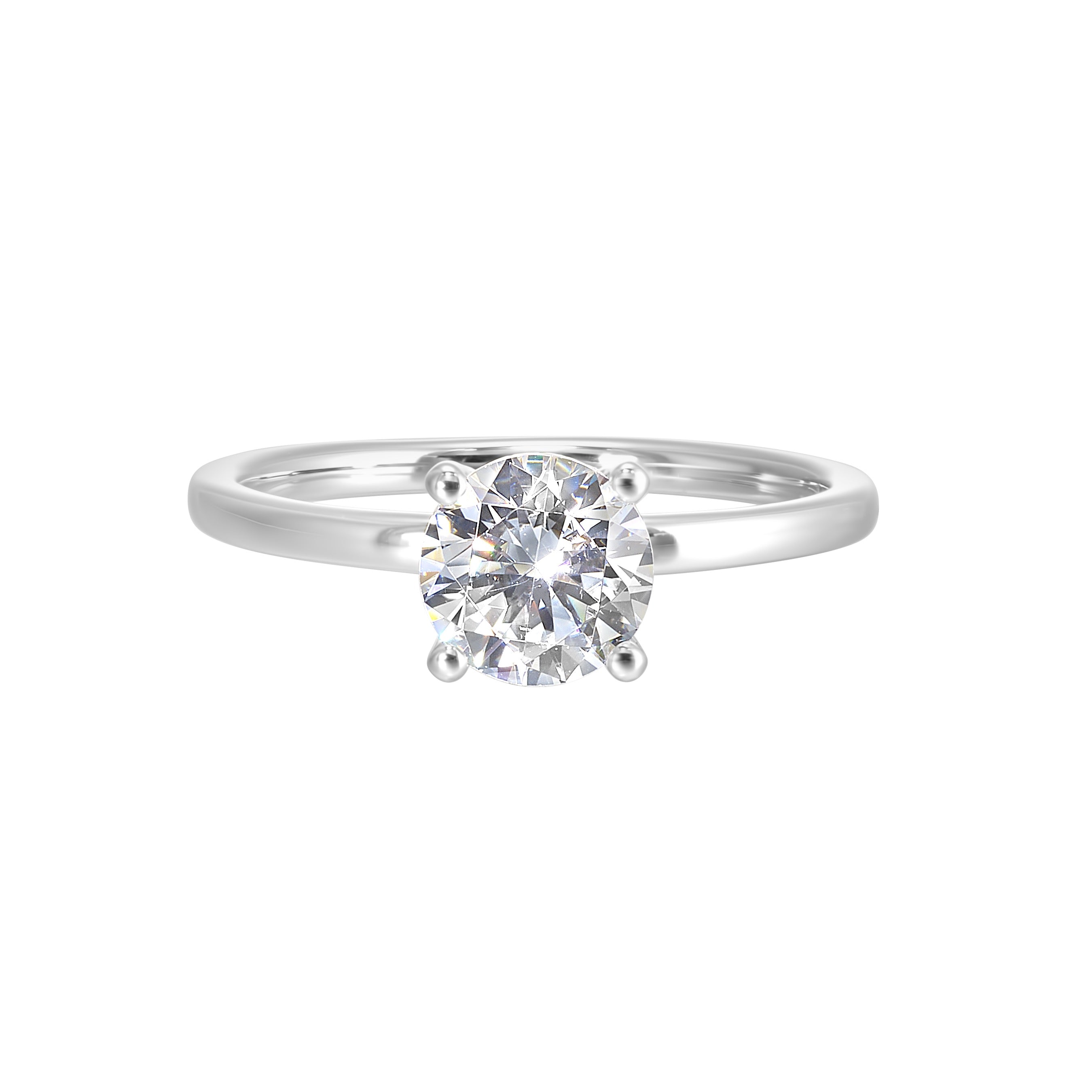 14Kt White Semi Mount 1/20Ctw For 1Ctw Round Center