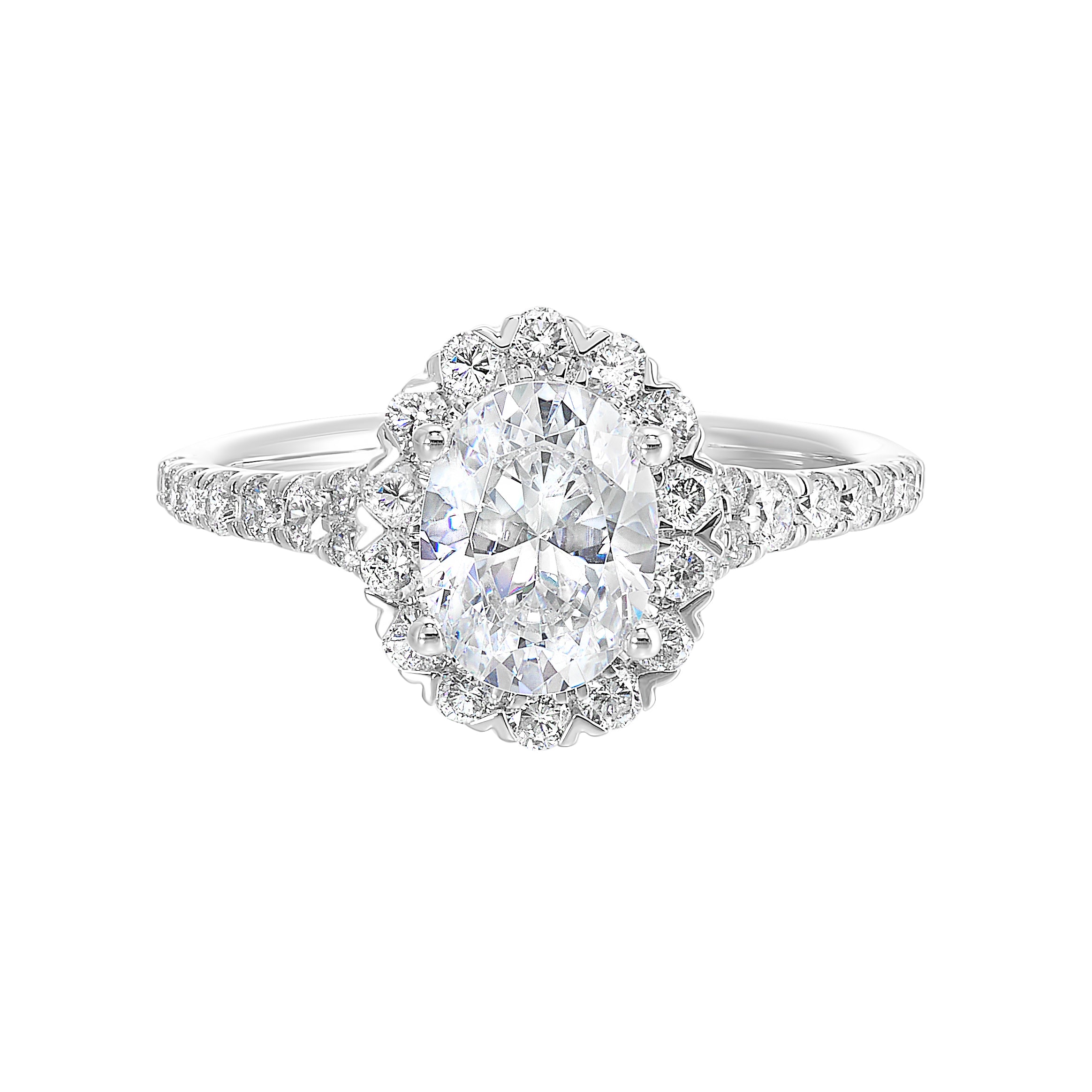 14Kt White Semi Mount 1/2Ctw For 1Ctw Oval Center