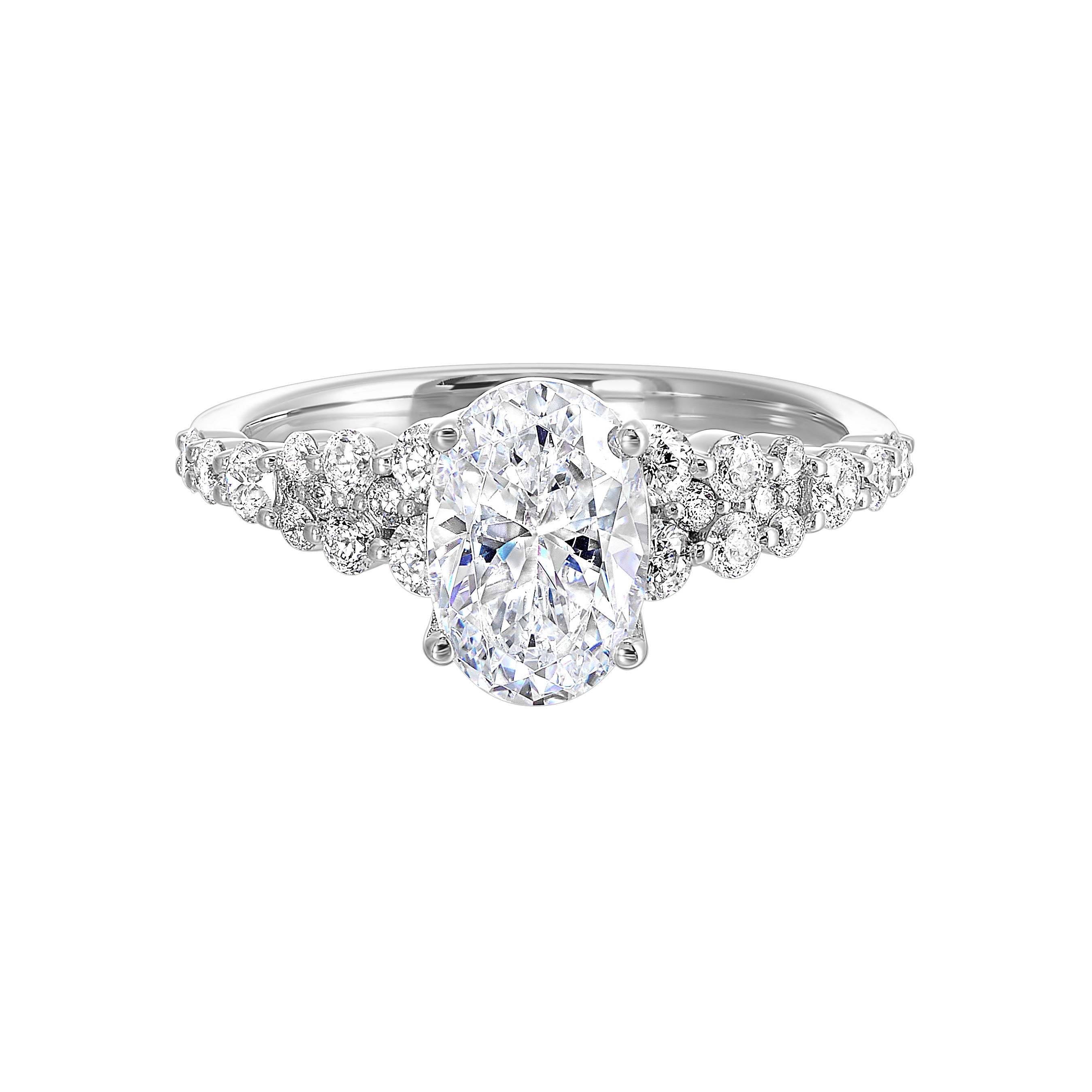 14Kt White Semi Mount 1/2Ctw For 1Ctw Oval Center