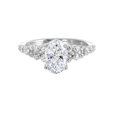 14Kt White Semi Mount 1/2Ctw For 1Ctw Oval Center