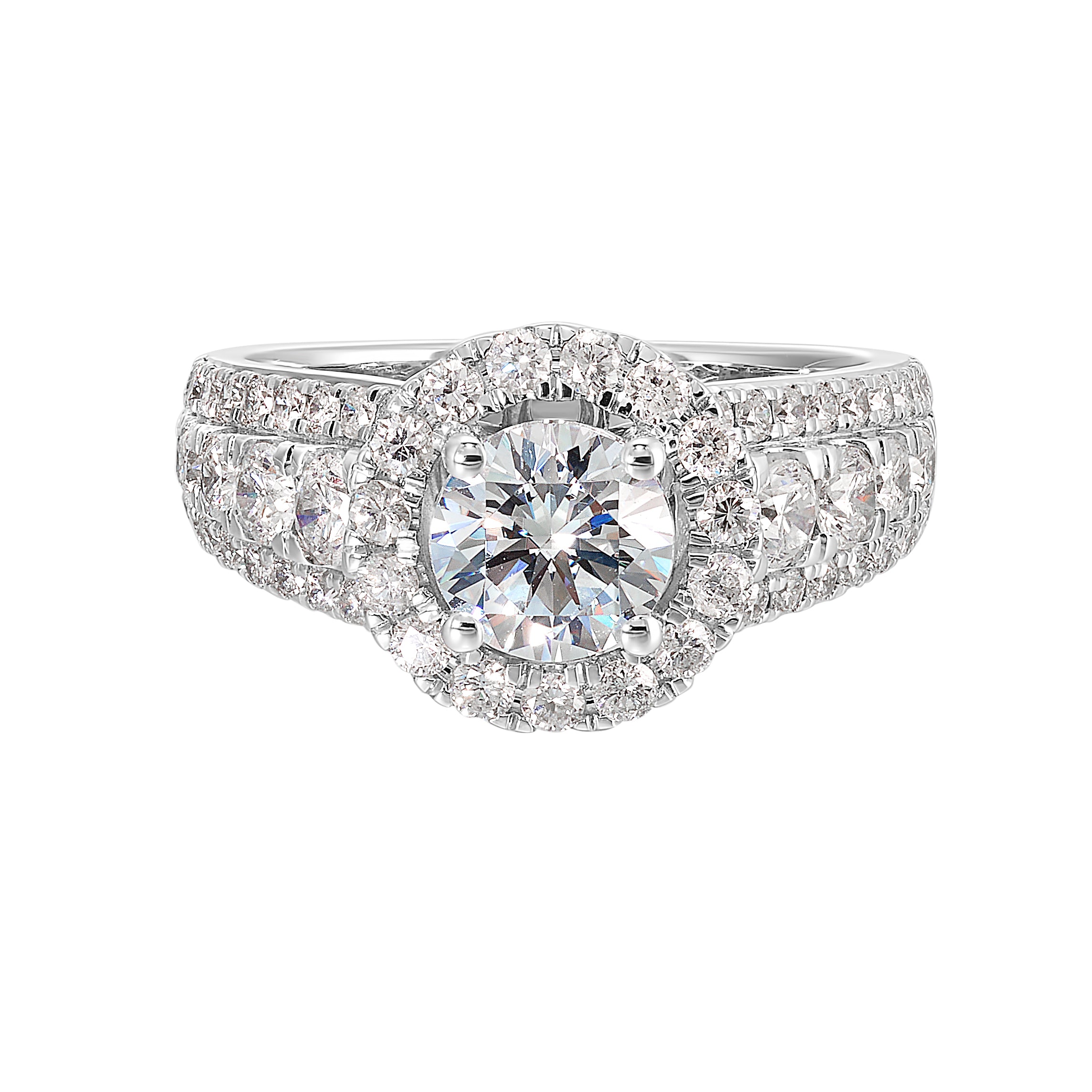 14Kt White Semi Mount 1 1/3Ctw For 1Ctw Round Center