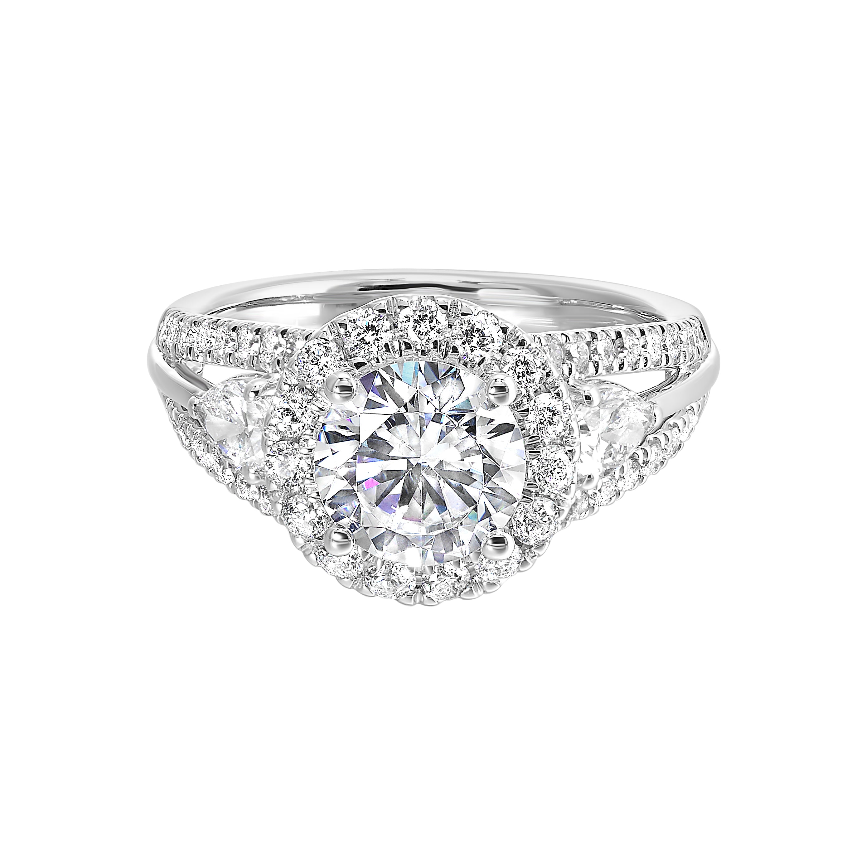 14Kt White Semi Mount 1 1/7Ctw For 1 1/2Ctw Round Center