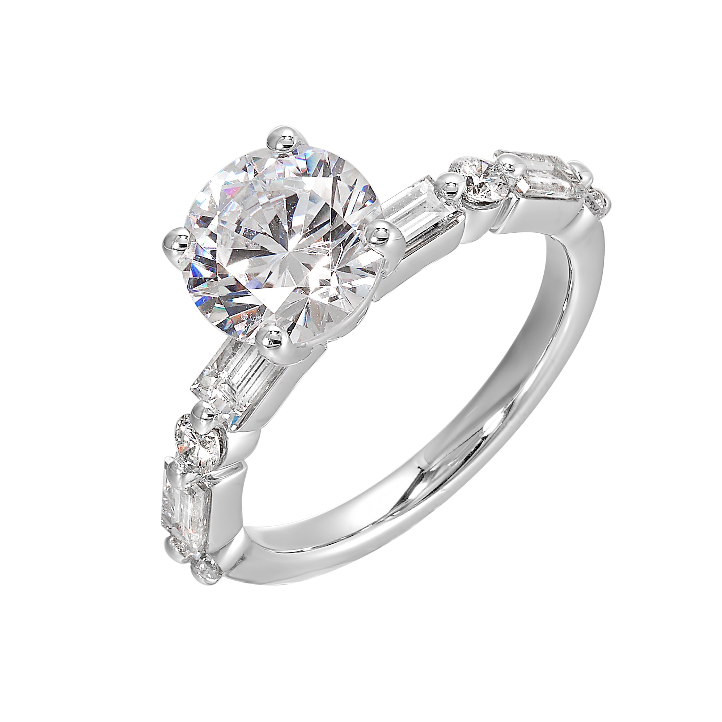 14Kt White Semi Mount 3/4Ctw For 2Ctw Round Center