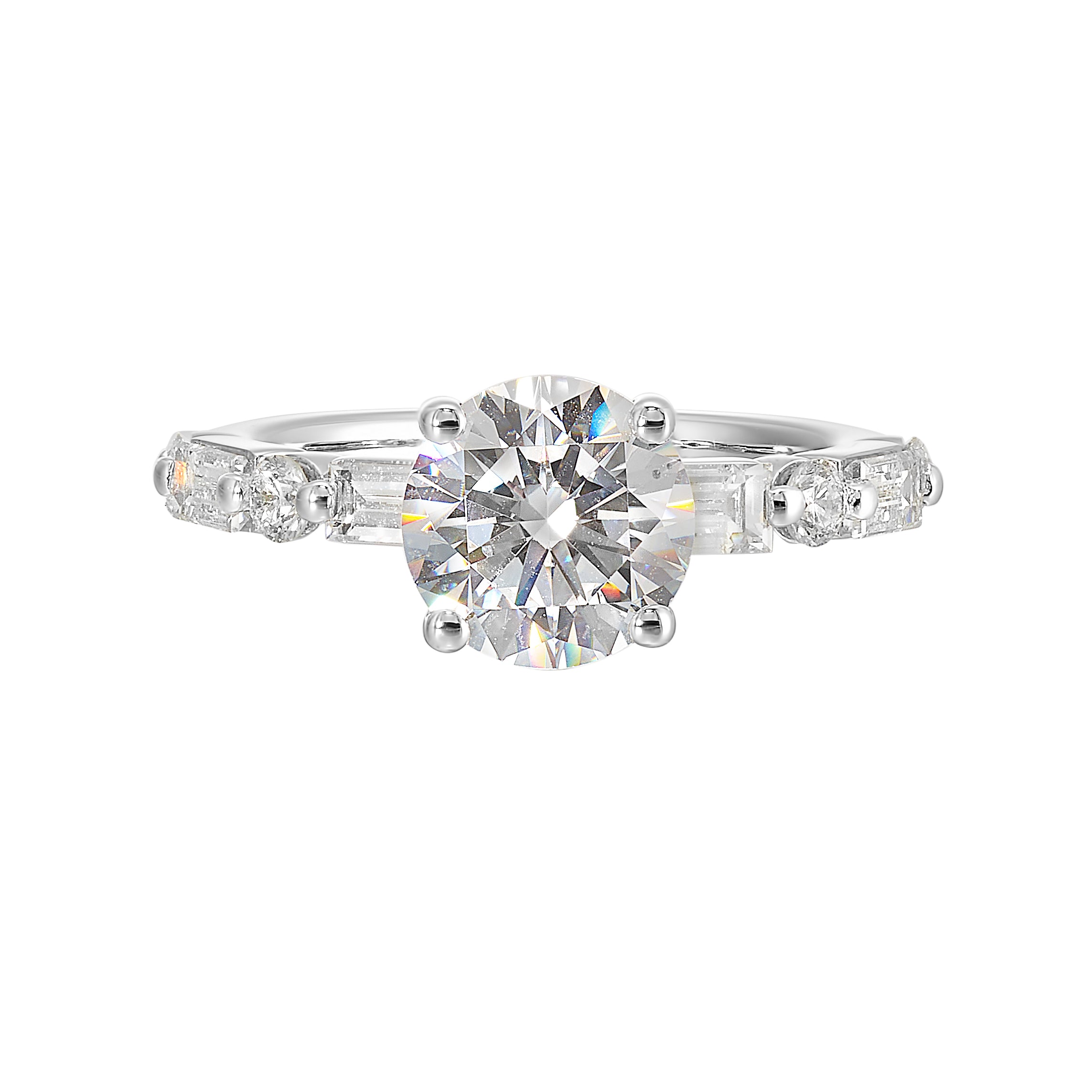 14Kt White Semi Mount 3/4Ctw For 2Ctw Round Center