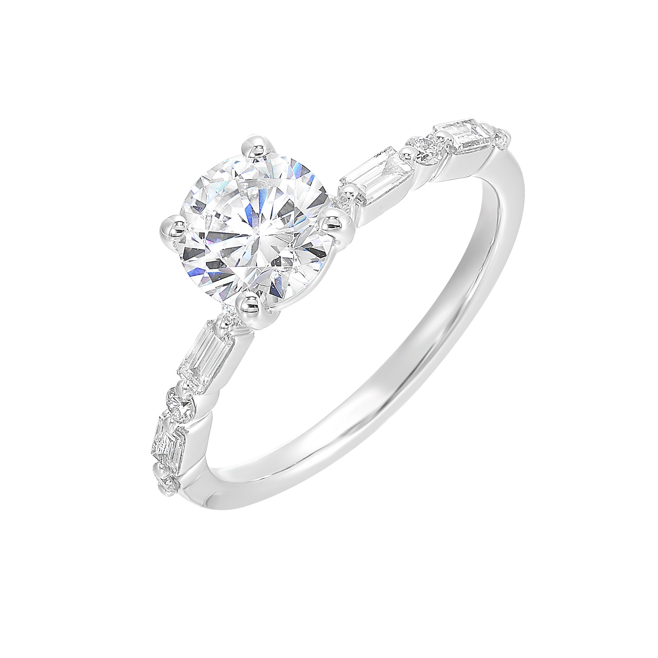 14Kt White Semi Mount 1/4Ctw For 1Ctw Round Center