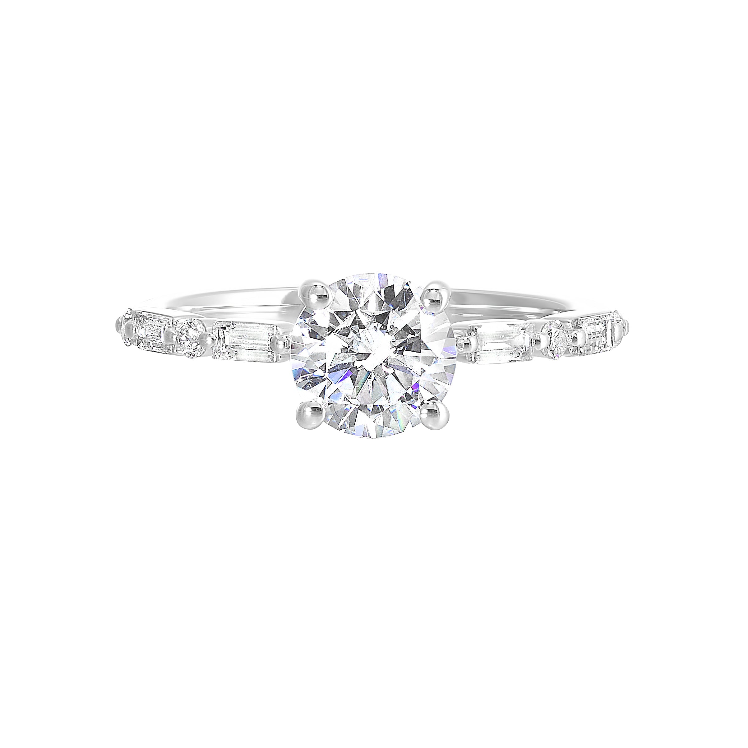 14Kt White Semi Mount 1/4Ctw For 1Ctw Round Center