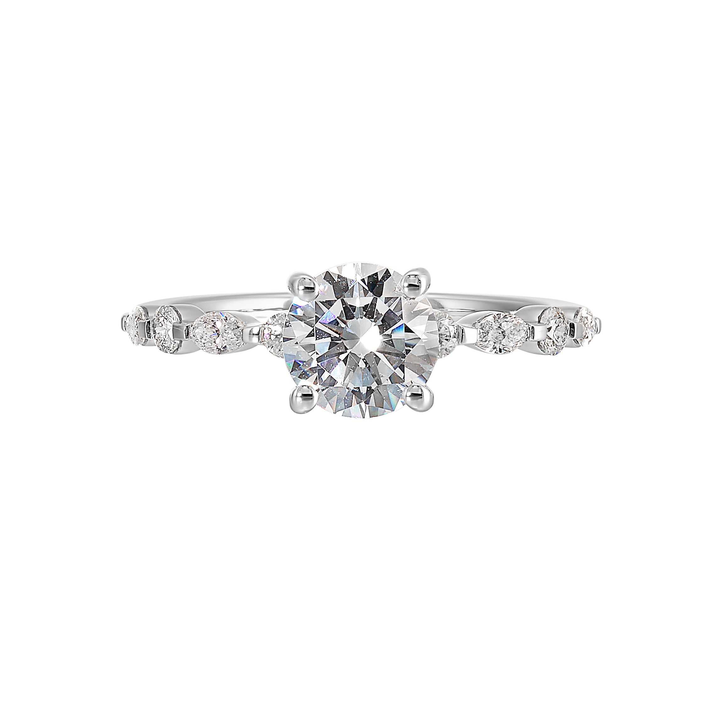 14Kt White Semi Mount 1/4Ctw For 1Ctw Round Center
