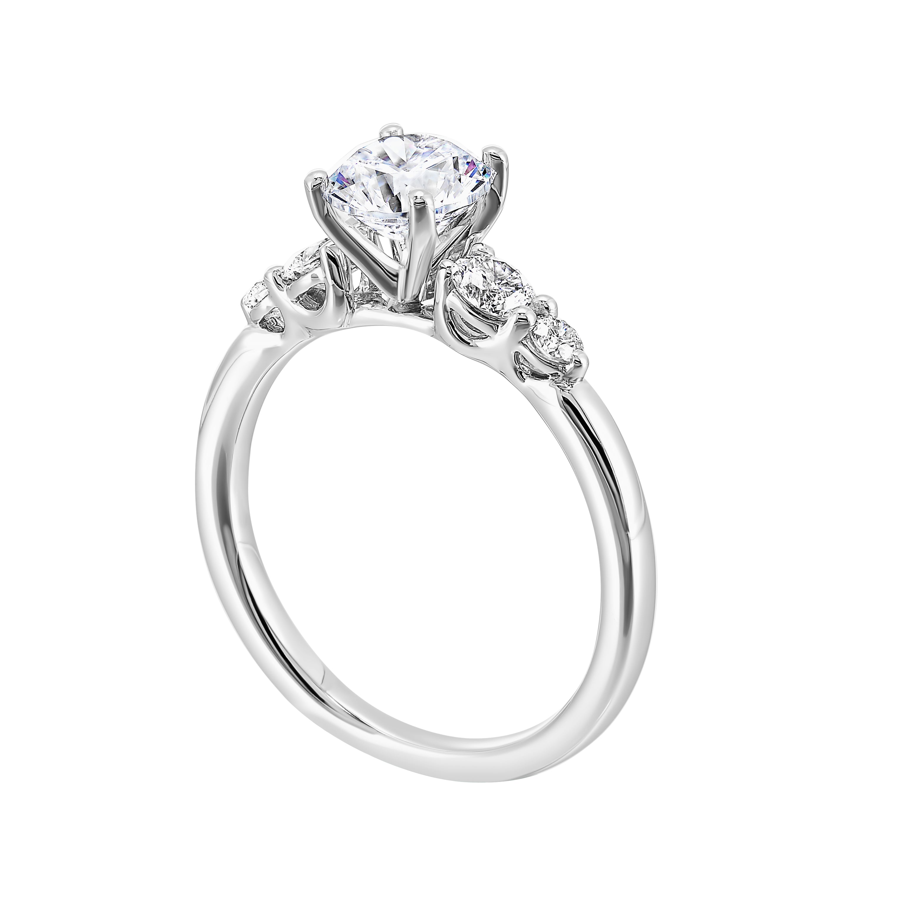 14Kt White Semi Mount 3/8Ctw For 1Ctw Round Center