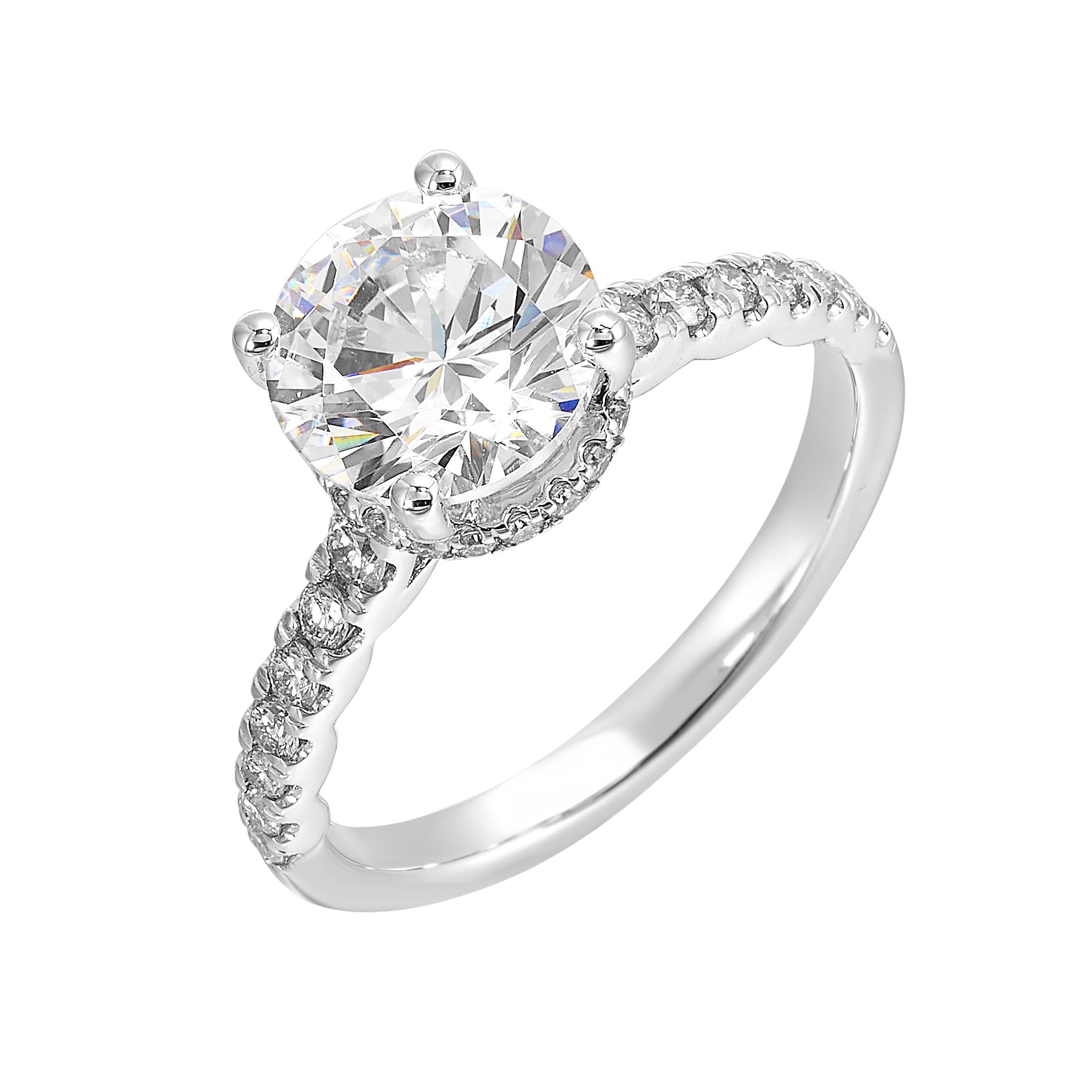 14Kt White Semi Mount 3/8Ctw For 2Ctw Round Center