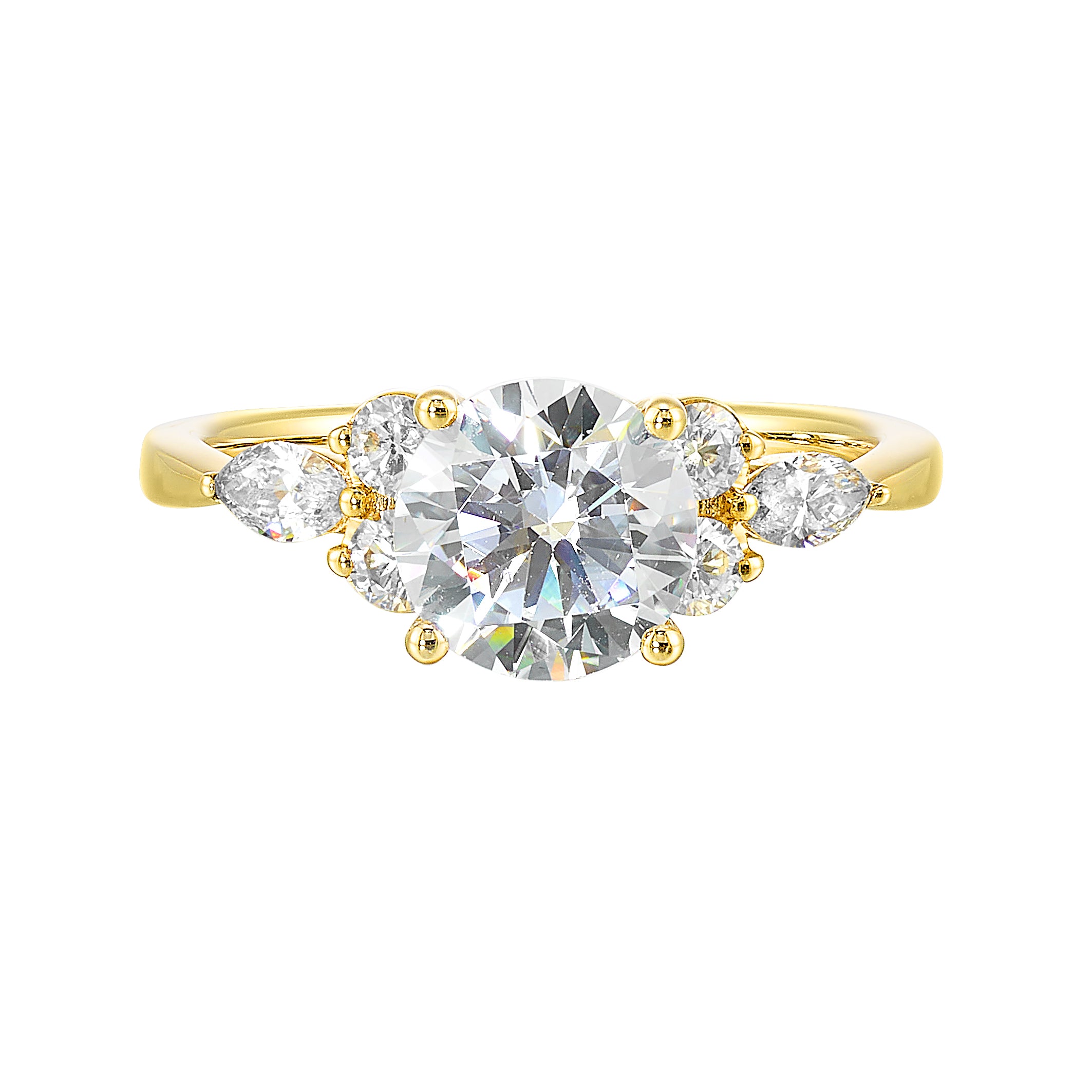 14Kt Yellow Semi Mount 3/8Ctw For 1 1/2Ctw Round Center