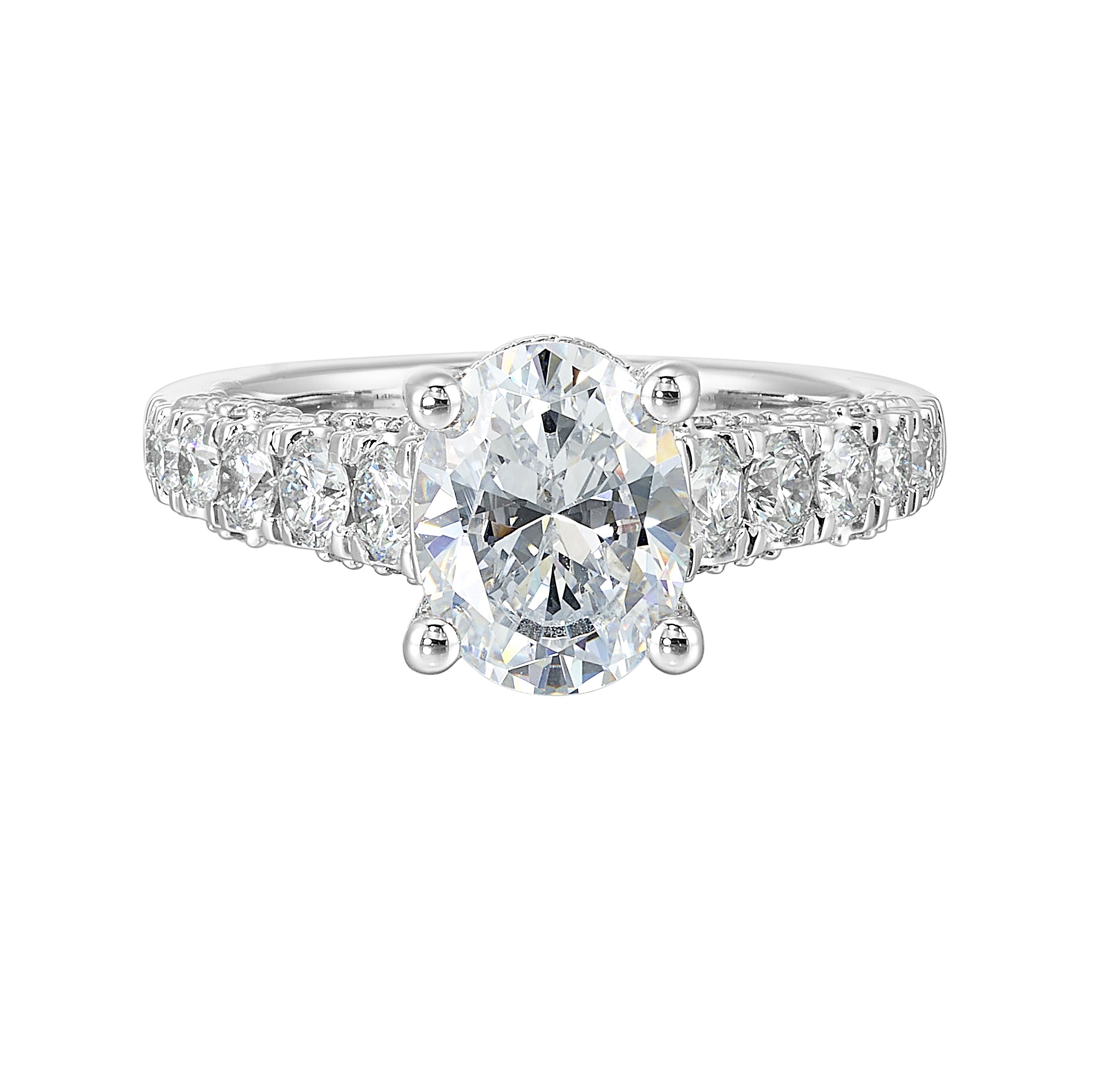 14Kt White Semi Mount 1Ctw For 2Ctw Oval Center
