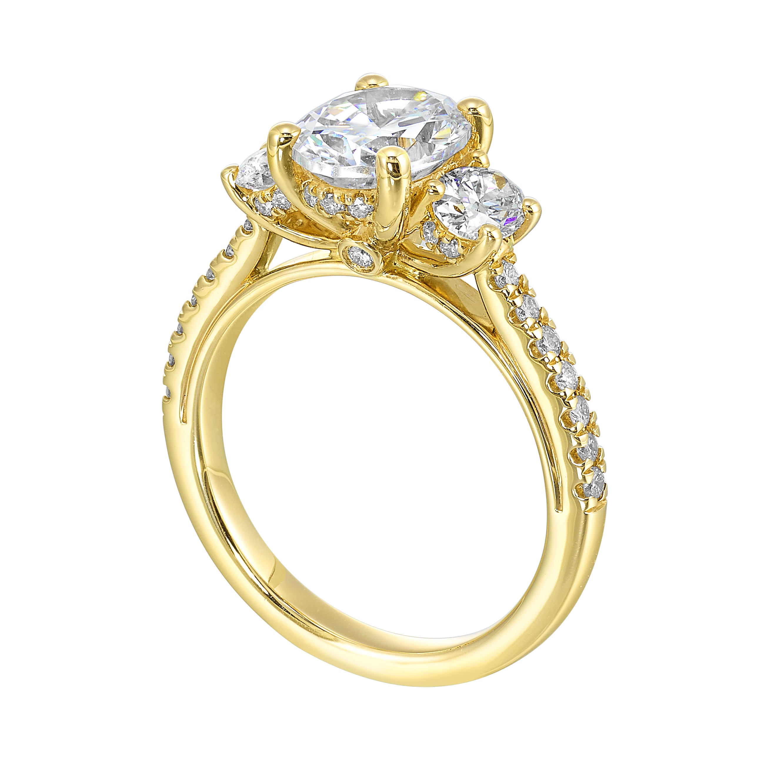 14Kt Yellow Semi Mount 7/8Ctw For 2Ctw Oval Center