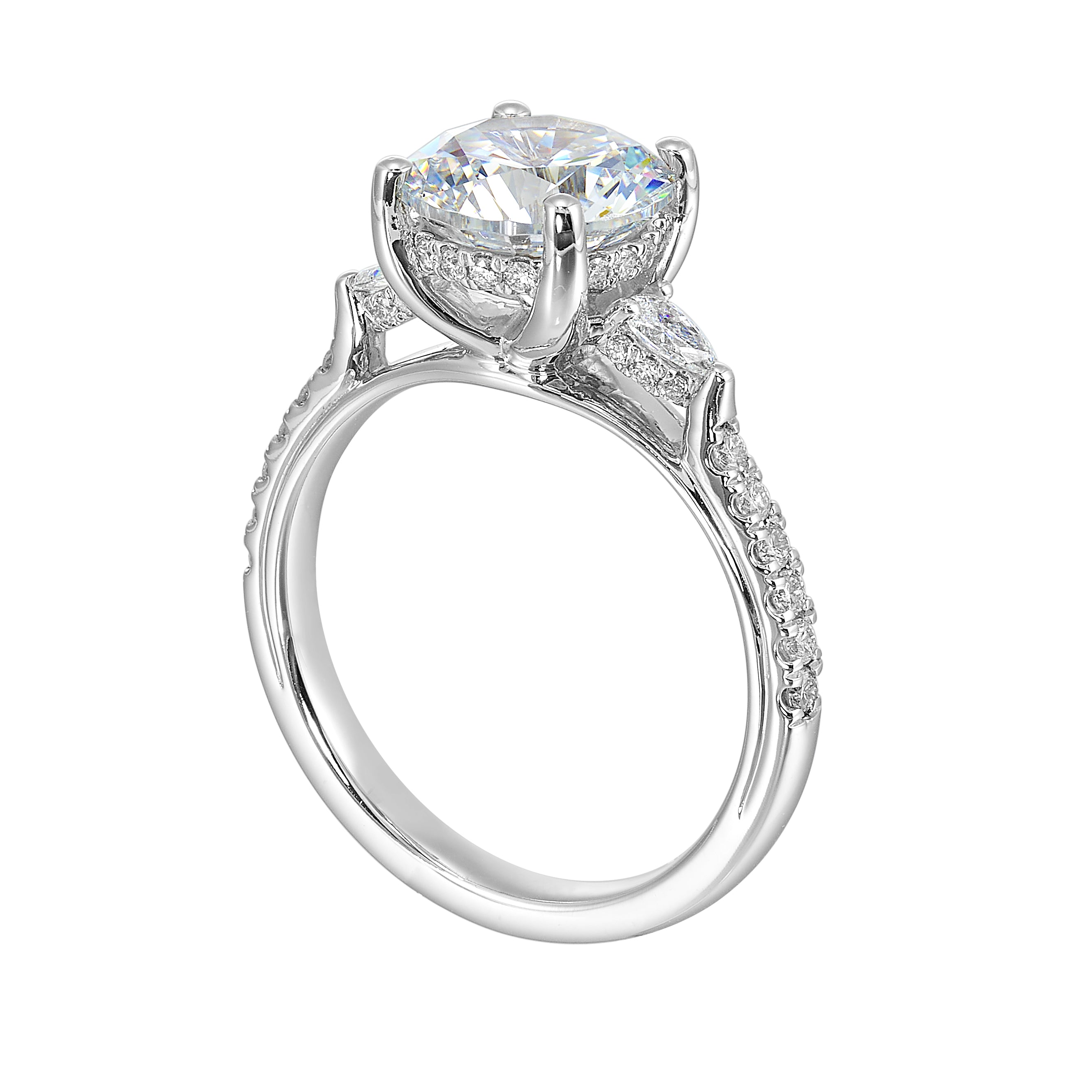 14Kt White Semi Mount 3/8Ctw For 2Ctw Round Center