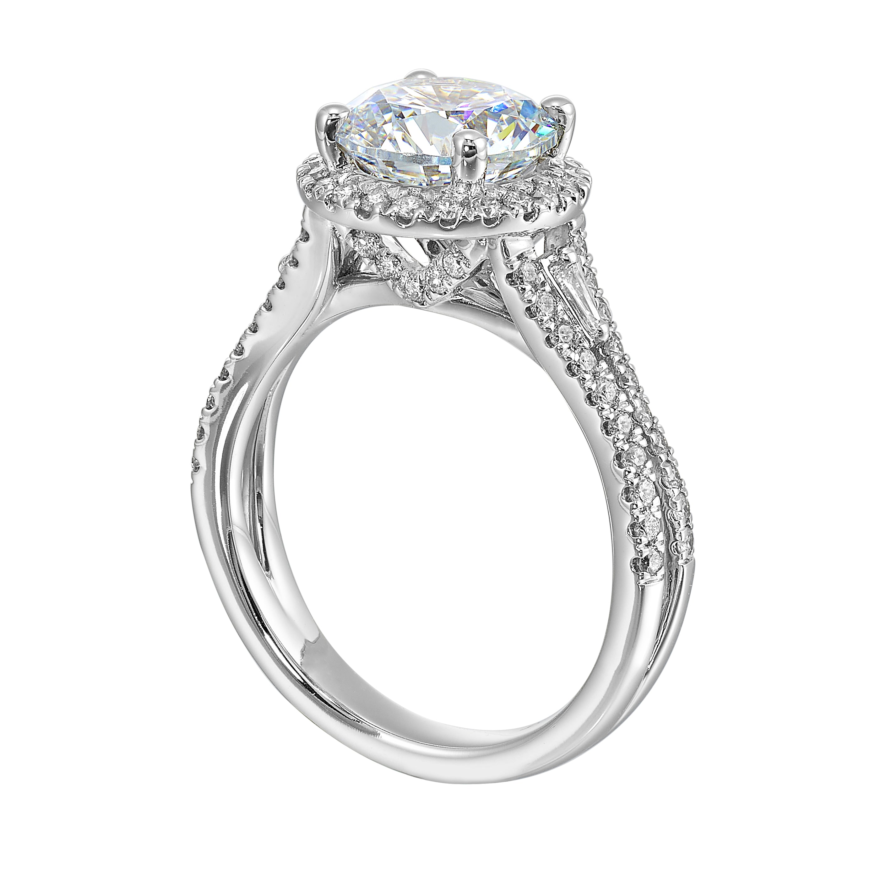 14Kt White Semi Mount 1/2Ctw For 2Ctw Round Center