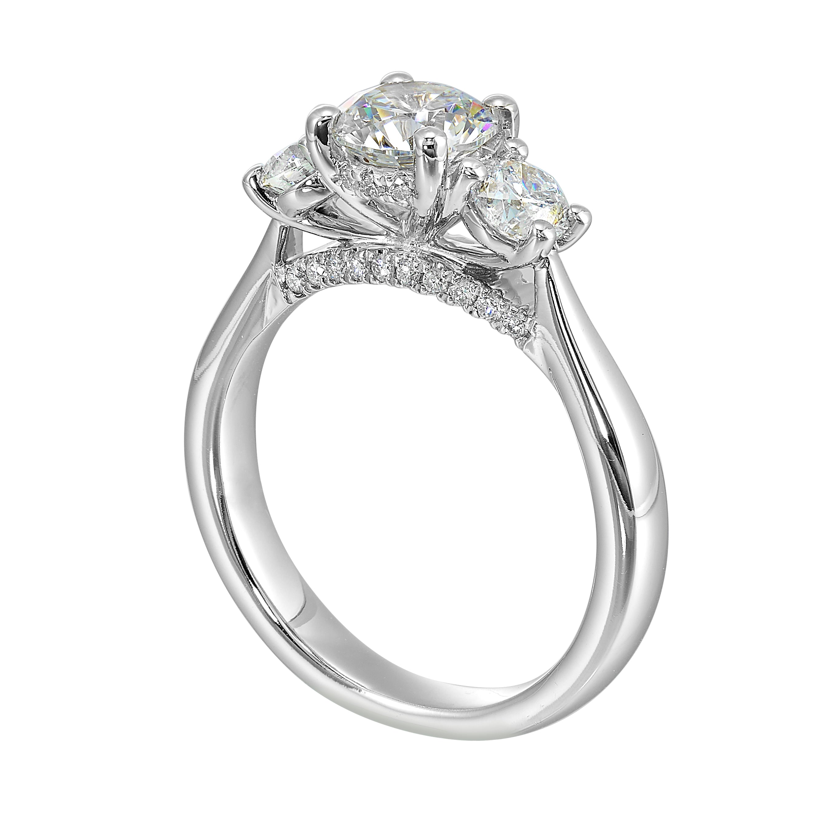 14Kt White Semi Mount 3/4Ctw For 1Ctw Round Center